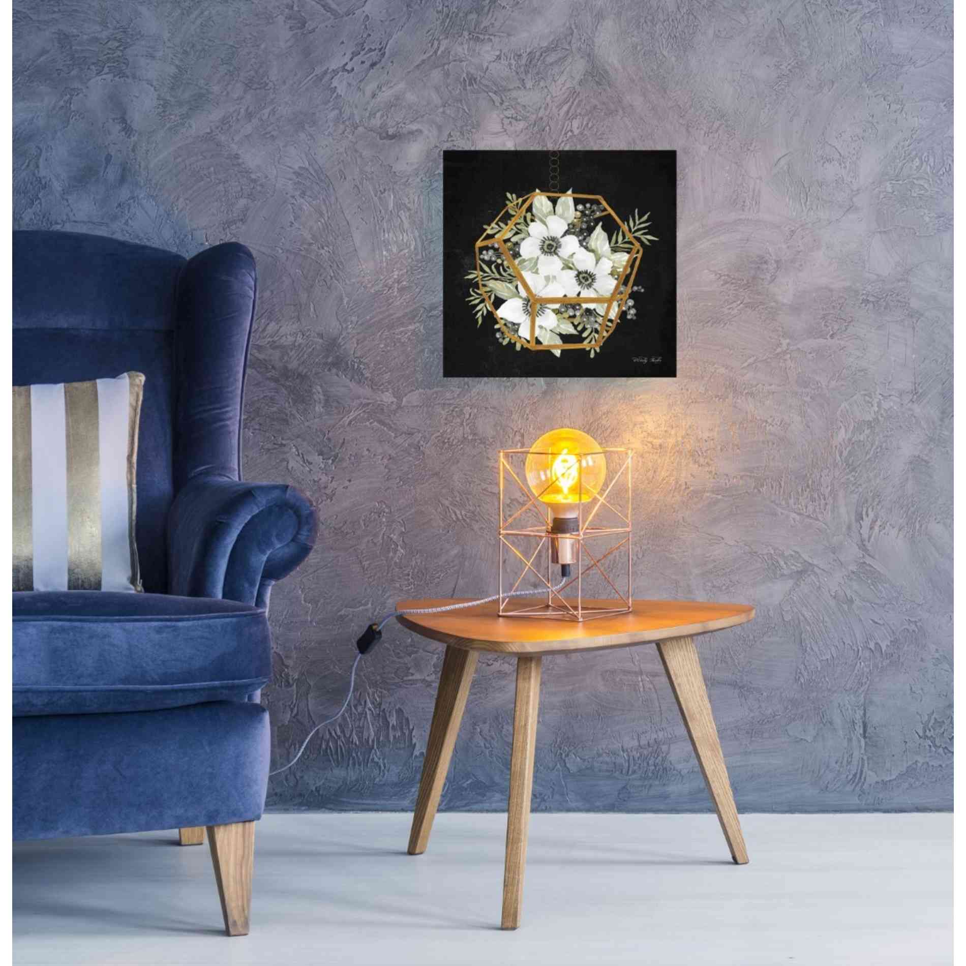 'Gold Geometric Hexagon' by Cindy Jacobs, Canvas Wall Art,18 x 18