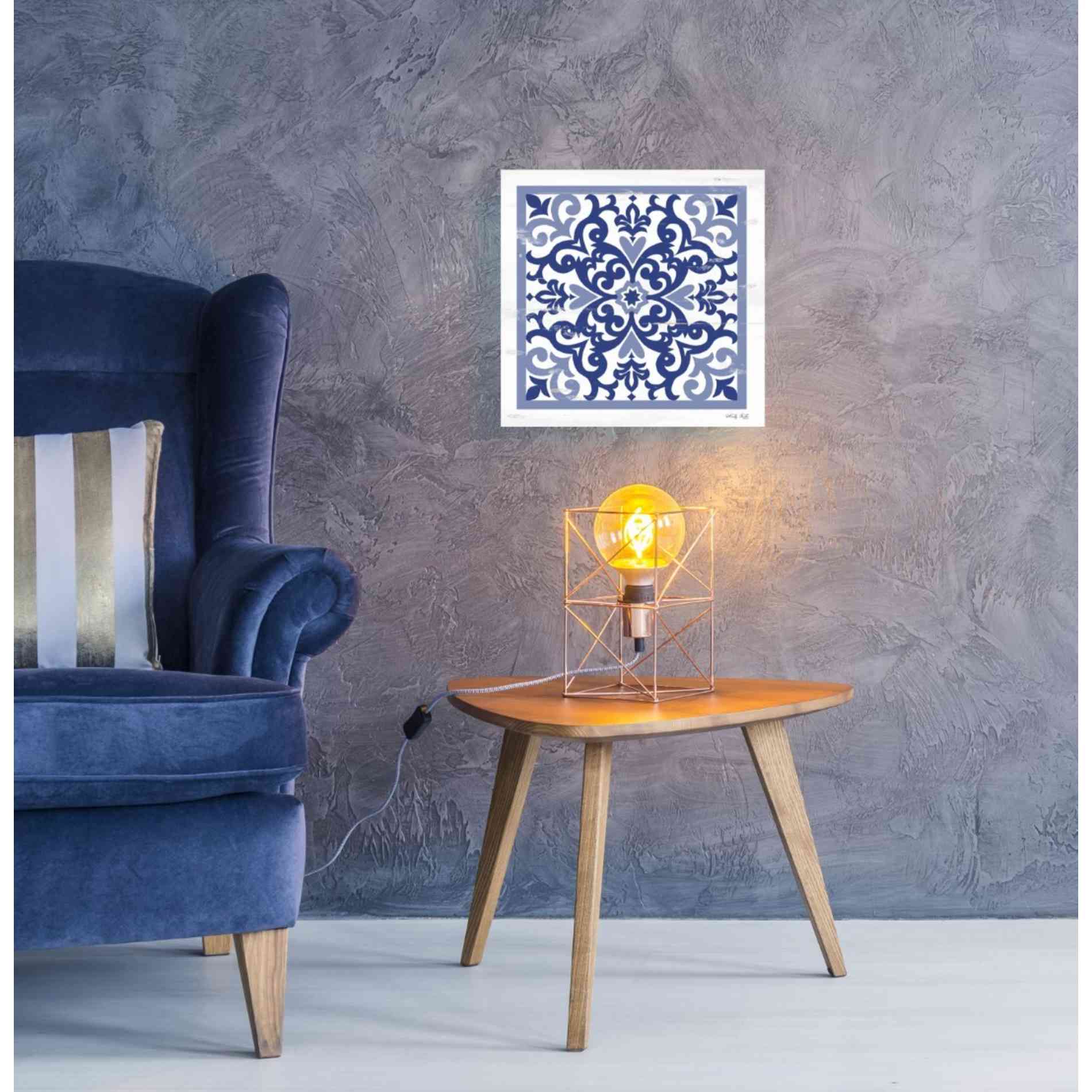 'Blue Tile VI' by Cindy Jacobs, Canvas Wall Art,18 x 18