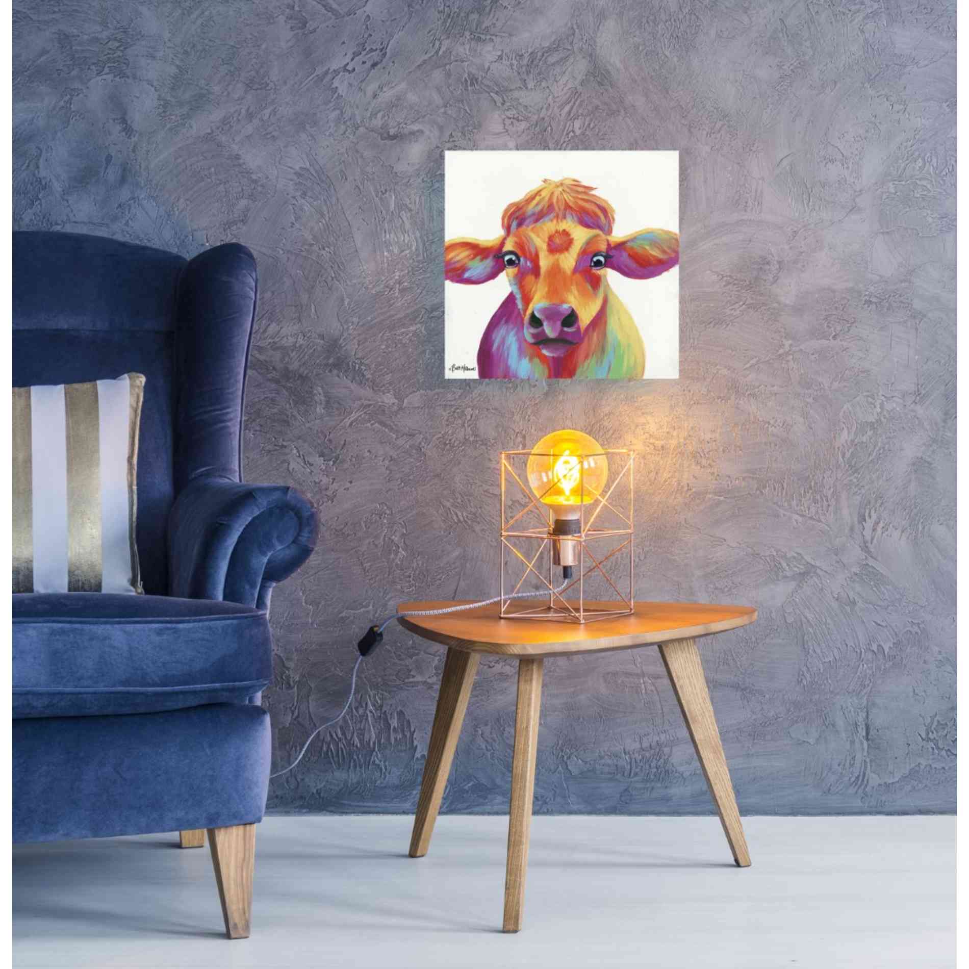 'Cheery Cow' by Britt Hallowell, Canvas Wall Art,18 x 18