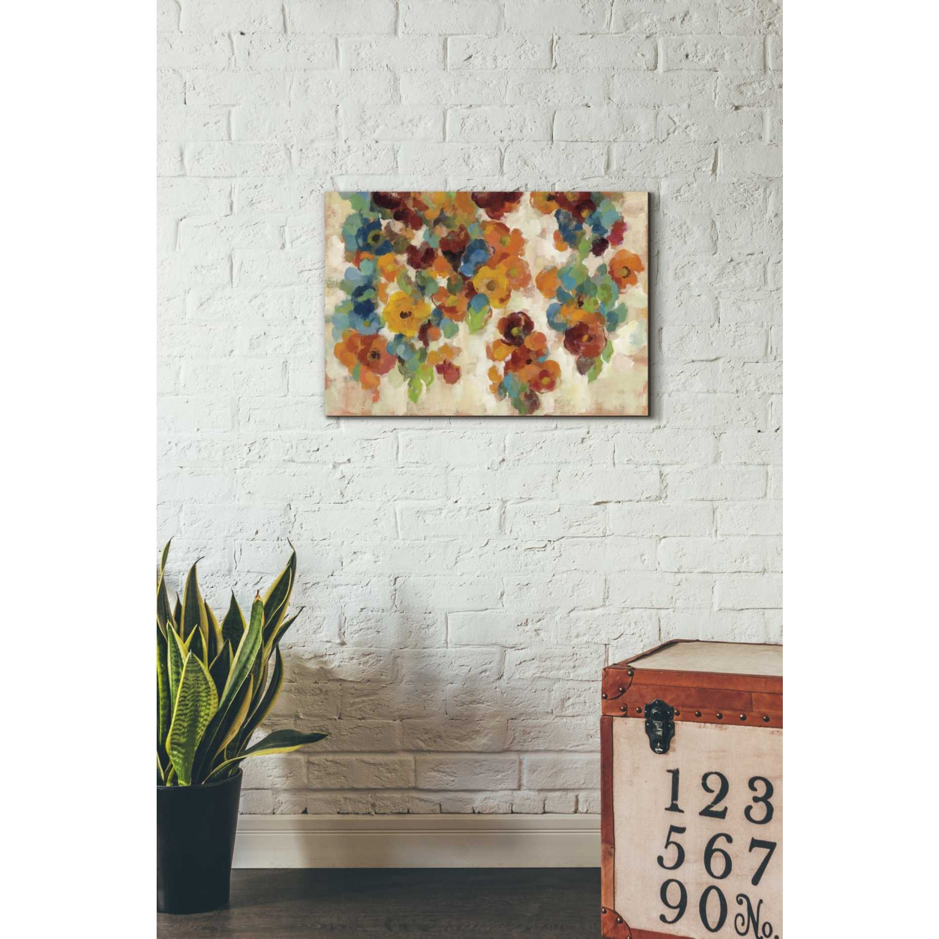 "Spice and Turquoise Florals" by Silvia Vassileva, Canvas Wall Art,26 x 18