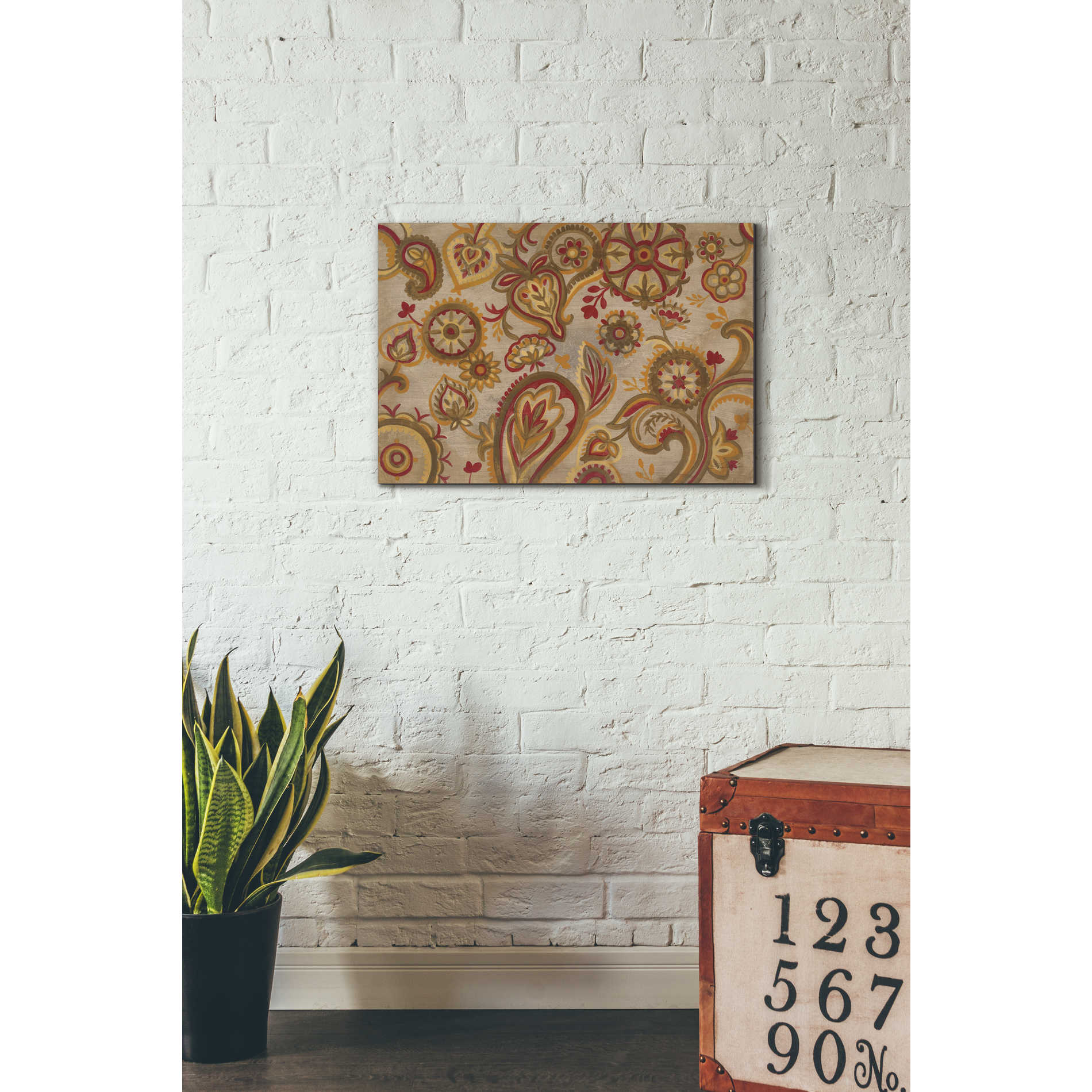 'Linen Paisley' by Silvia Vassileva, Canvas Wall Art,26 x 18