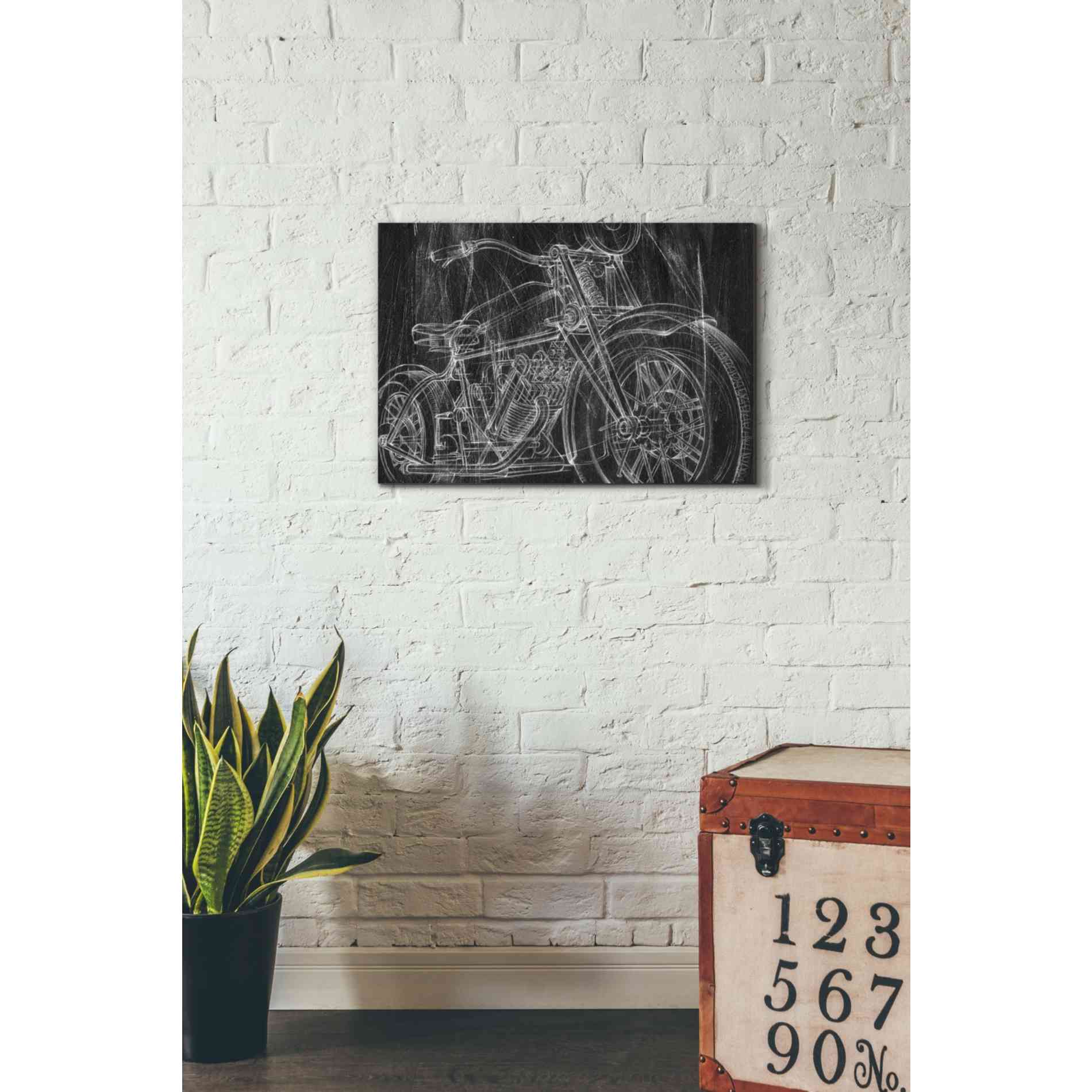 'Motorcycle Mechanical Sketch I' by Ethan Harper Canvas Wall Art,26 x 18