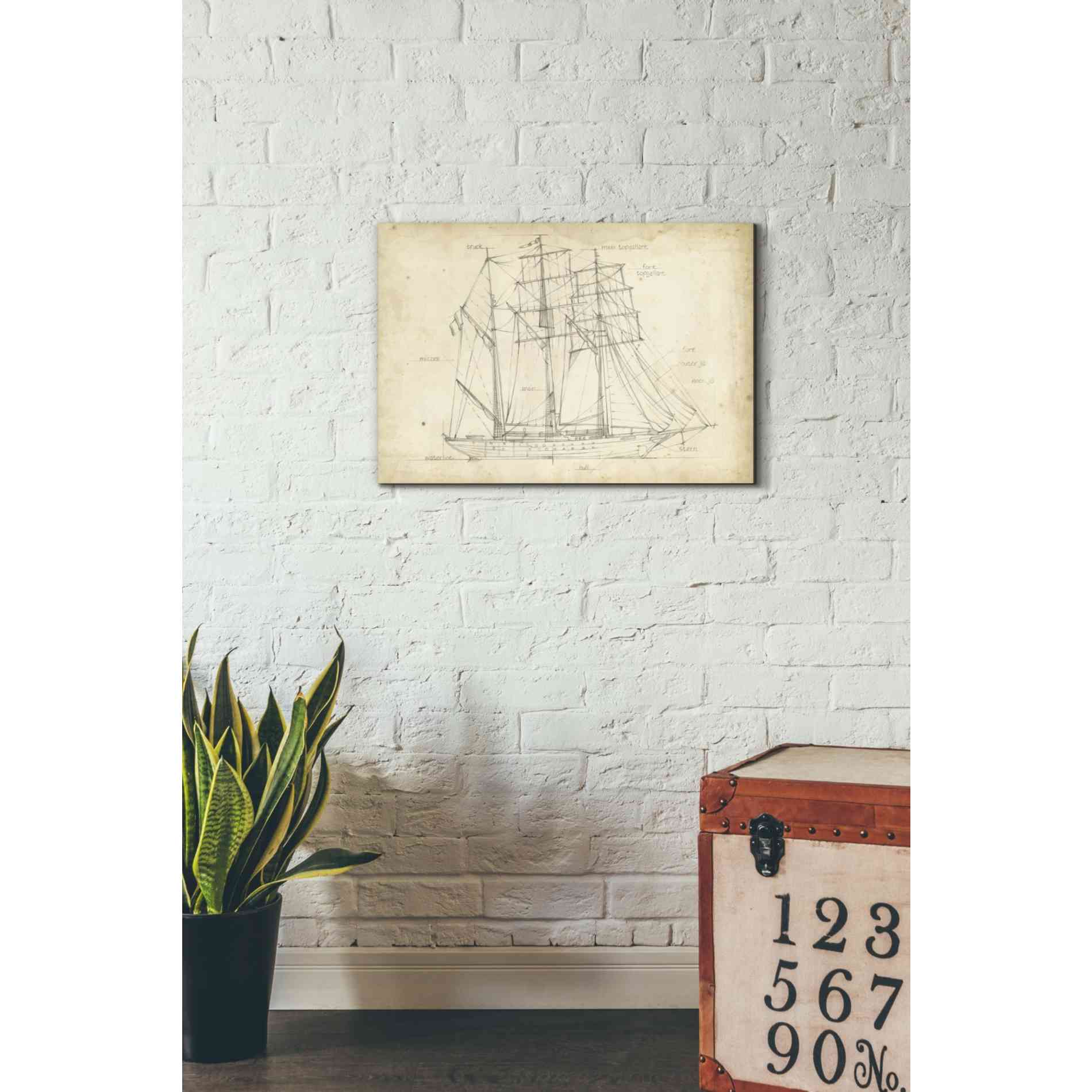 'Sailboat Blueprint I' by Ethan Harper Canvas Wall Art,26 x 18