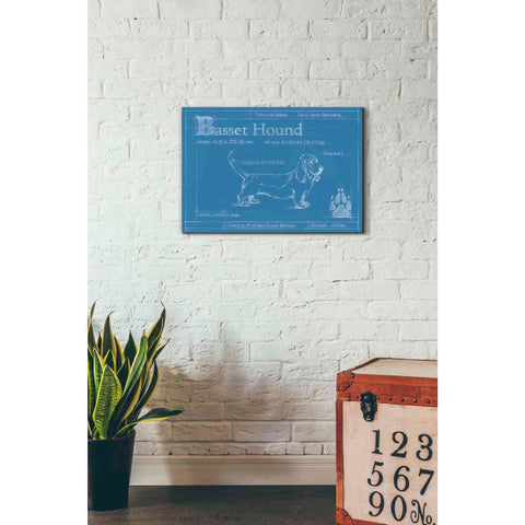 Image of 'Blueprint Basset Hound' by Ethan Harper Canvas Wall Art,26 x 18