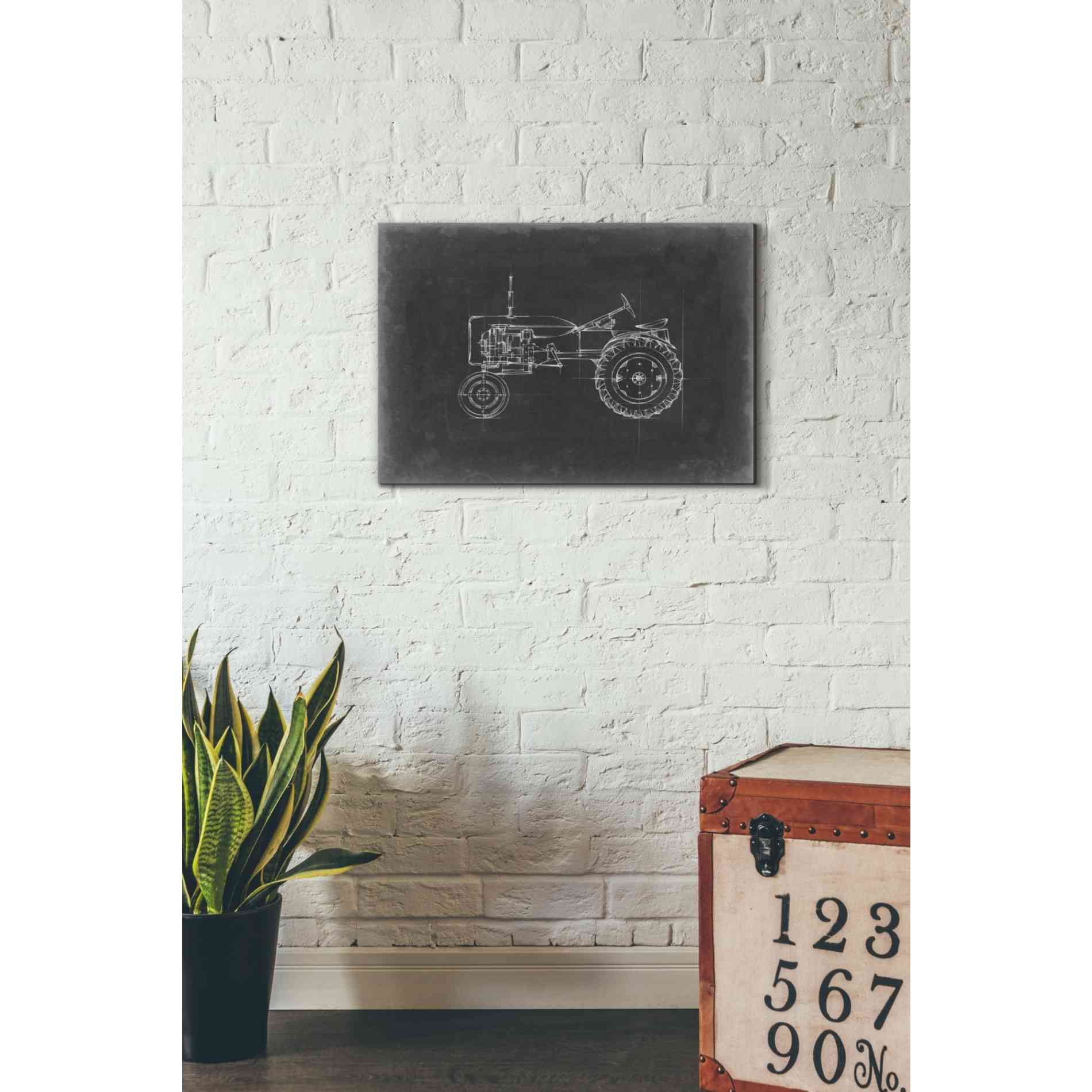 'Tractor Blueprint III' by Ethan Harper Canvas Wall Art,26 x 18