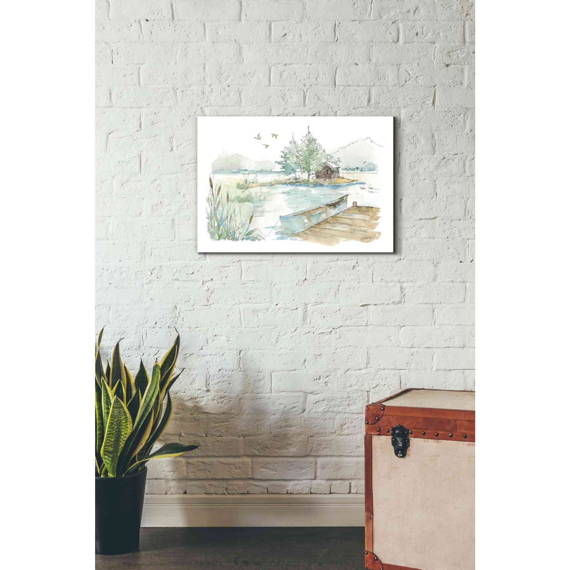 'Lakehouse II on White' by Anne Tavoletti, Canvas Wall Art,26 x 18