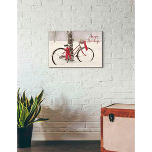 'Happy Holidays Snowy Bike' by Lori Deiter, Canvas Wall Art,26 x 18