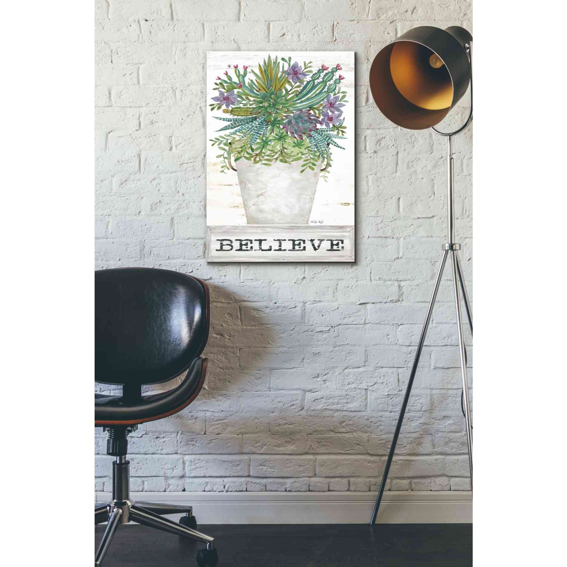'Believe Succulents' by Cindy Jacobs, Canvas Wall Art,18 x 26