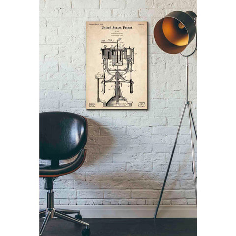 Image of 'Beer Bottling Machine Blueprint Patent Parchment' Canvas Wall Art,18 x 26