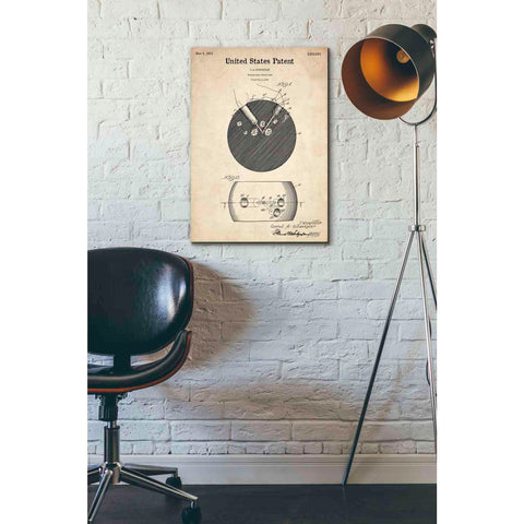 Image of 'Bowling Ball Finger Grip Blueprint Patent Parchment' Canvas Wall Art,18 x 26