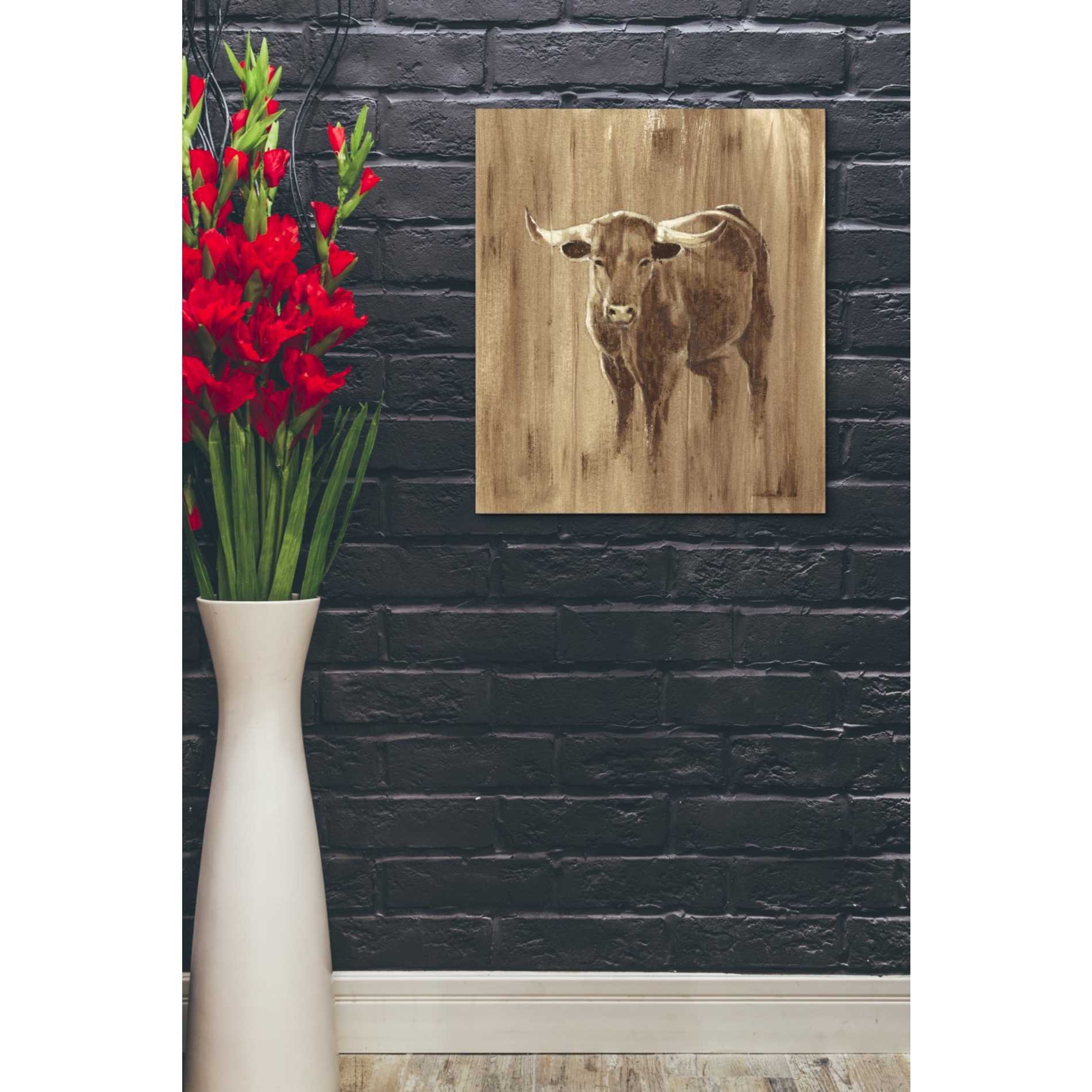 'Wood Panel Longhorn' by Ethan Harper Canvas Wall Art,20 x 24