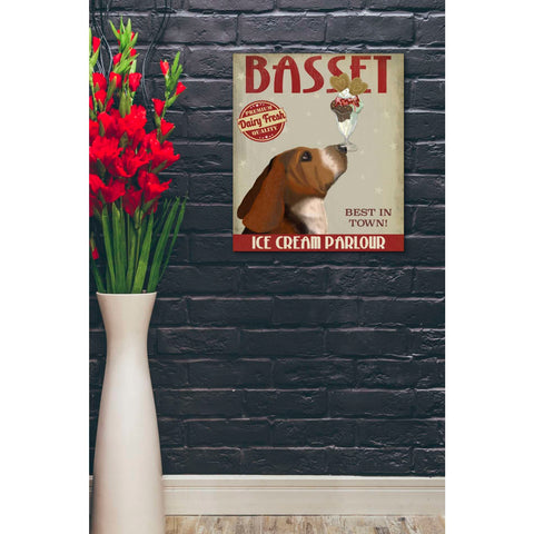 Image of 'Basset Hound Ice Cream,' by Fab Funky, Giclee Canvas Wall Art