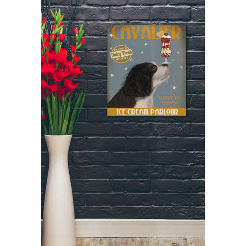 Image of 'Cavalier King Charles, Black White, Ice Cream,' by Fab Funky, Giclee Canvas Wall Art