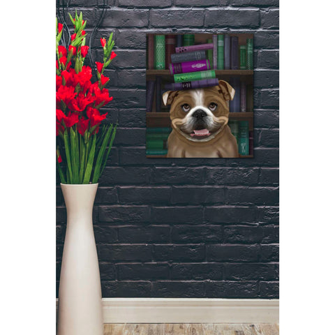 Image of 'English Bulldog And Books,' by Fab Funky, Giclee Canvas Wall Art