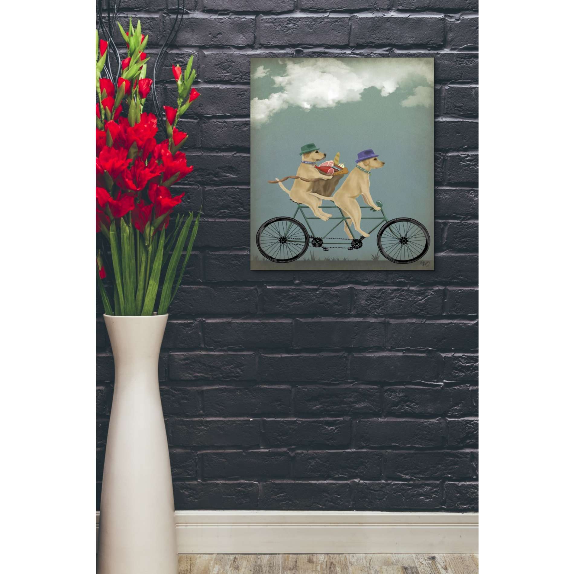 'Yellow Labrador Tandem,' by Fab Funky, Giclee Canvas Wall Art