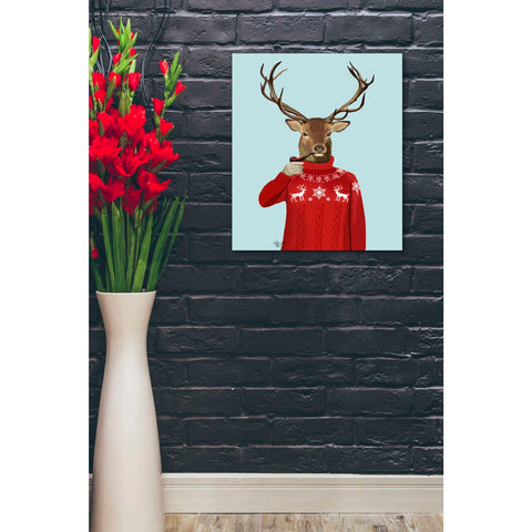 Image of 'Deer in Ski Sweater' by Fab Funky, Giclee Canvas Wall Art