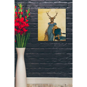 'Deer In Blue Dress' by Fab Funky, Giclee Canvas Wall Art