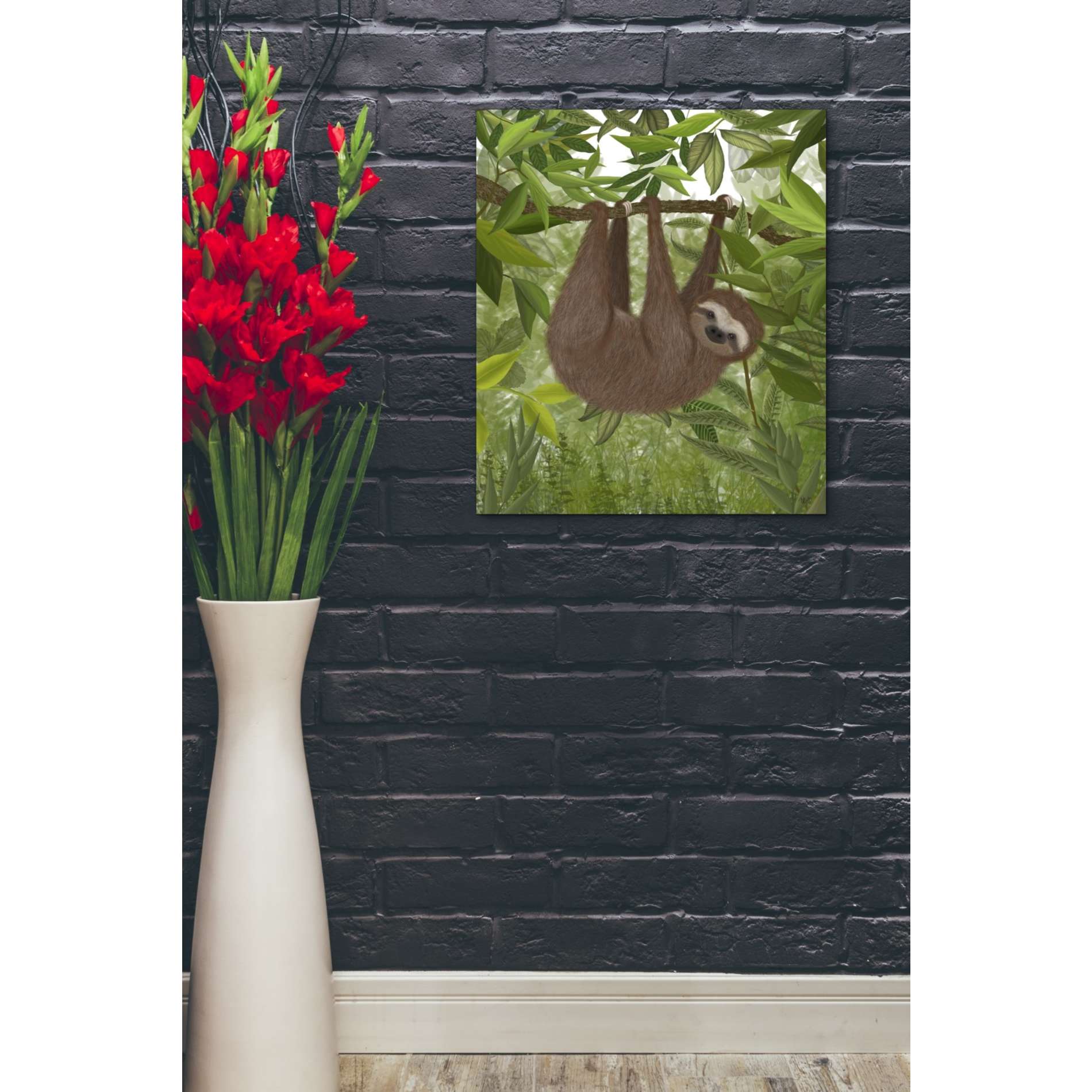 'Sloth Hanging Around' by Fab Funky, Giclee Canvas Wall Art