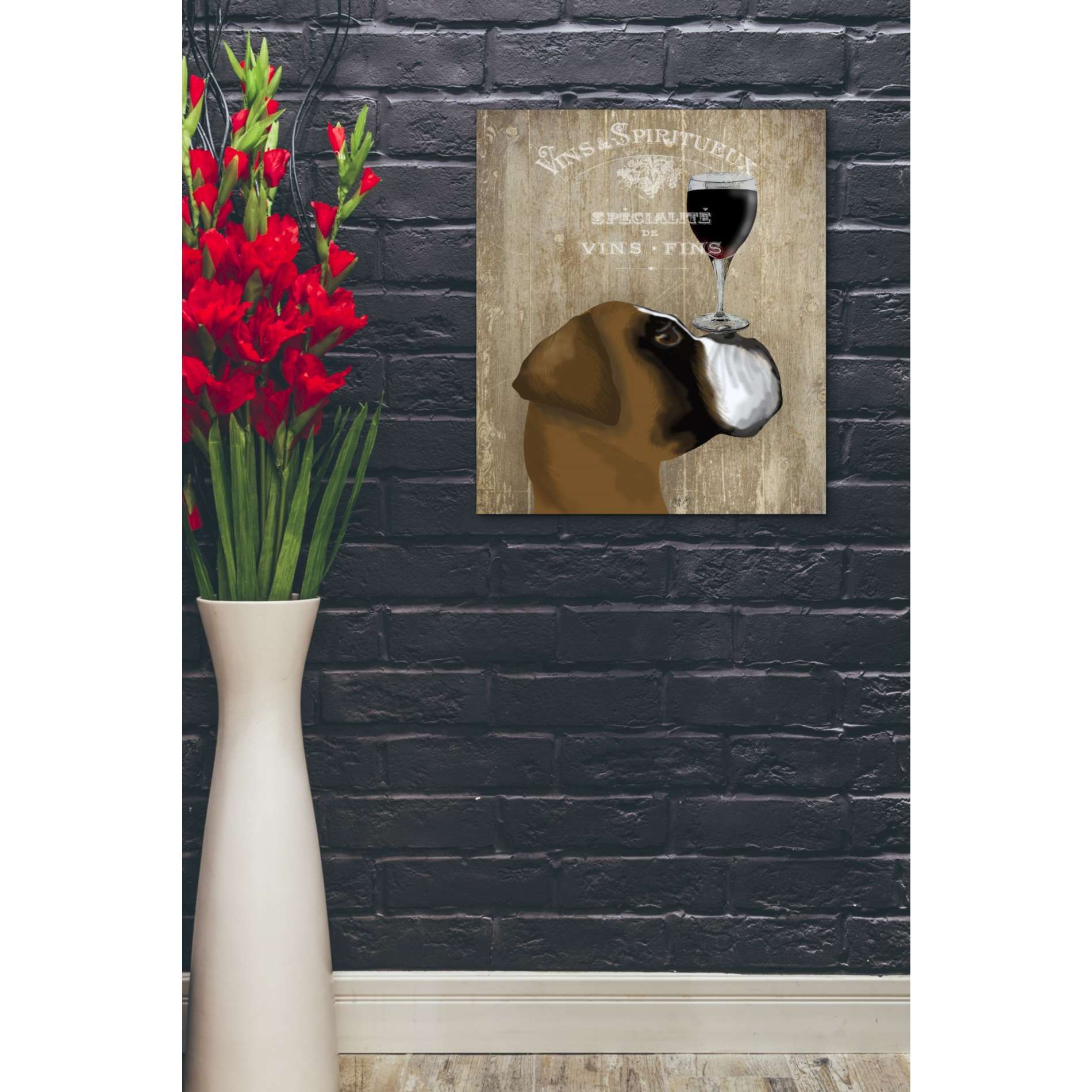 'Dog Au Vin Boxer' by Fab Funky, Giclee Canvas Wall Art