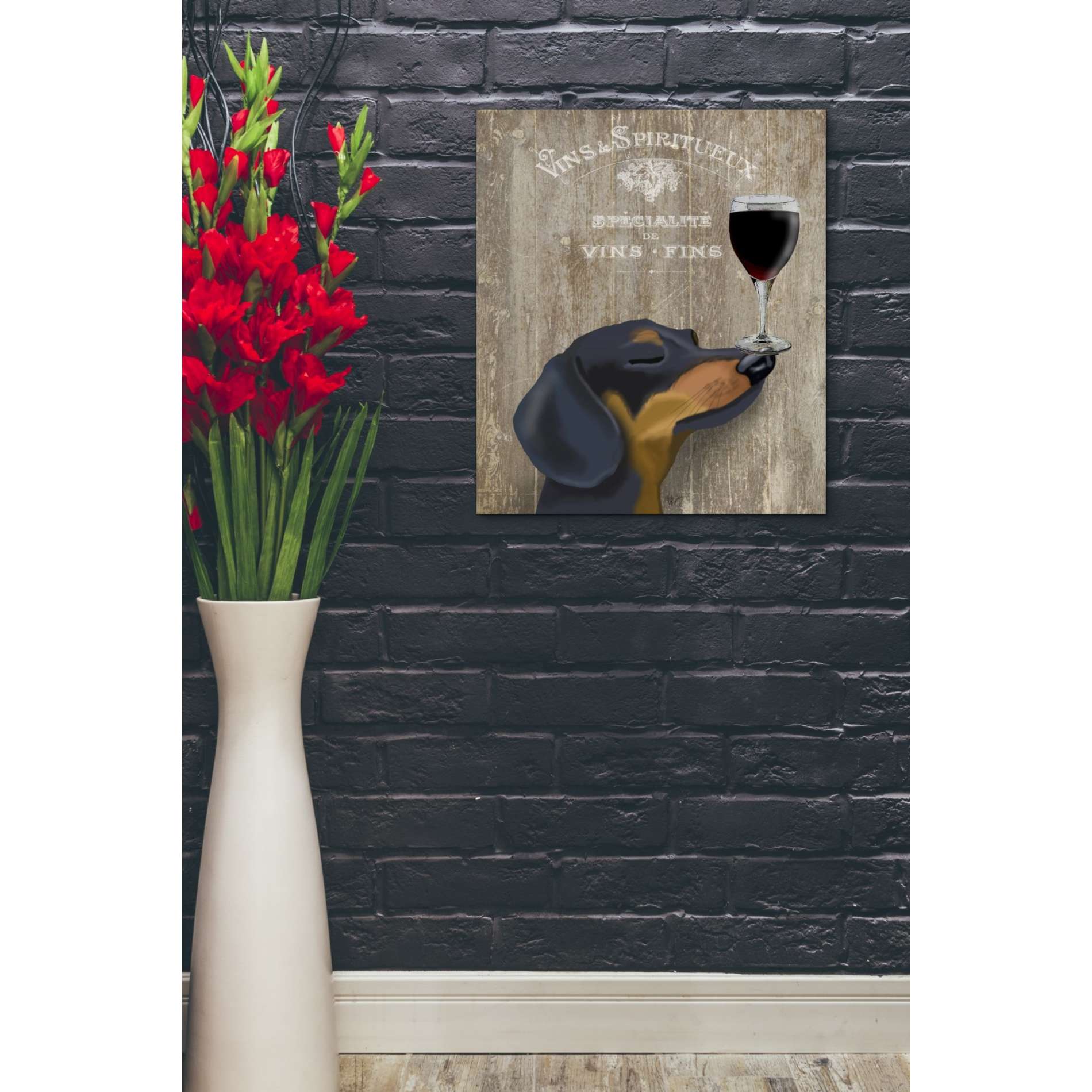 'Dog Au Vin Dachshund' by Fab Funky, Canvas Wall Art,20 x 24