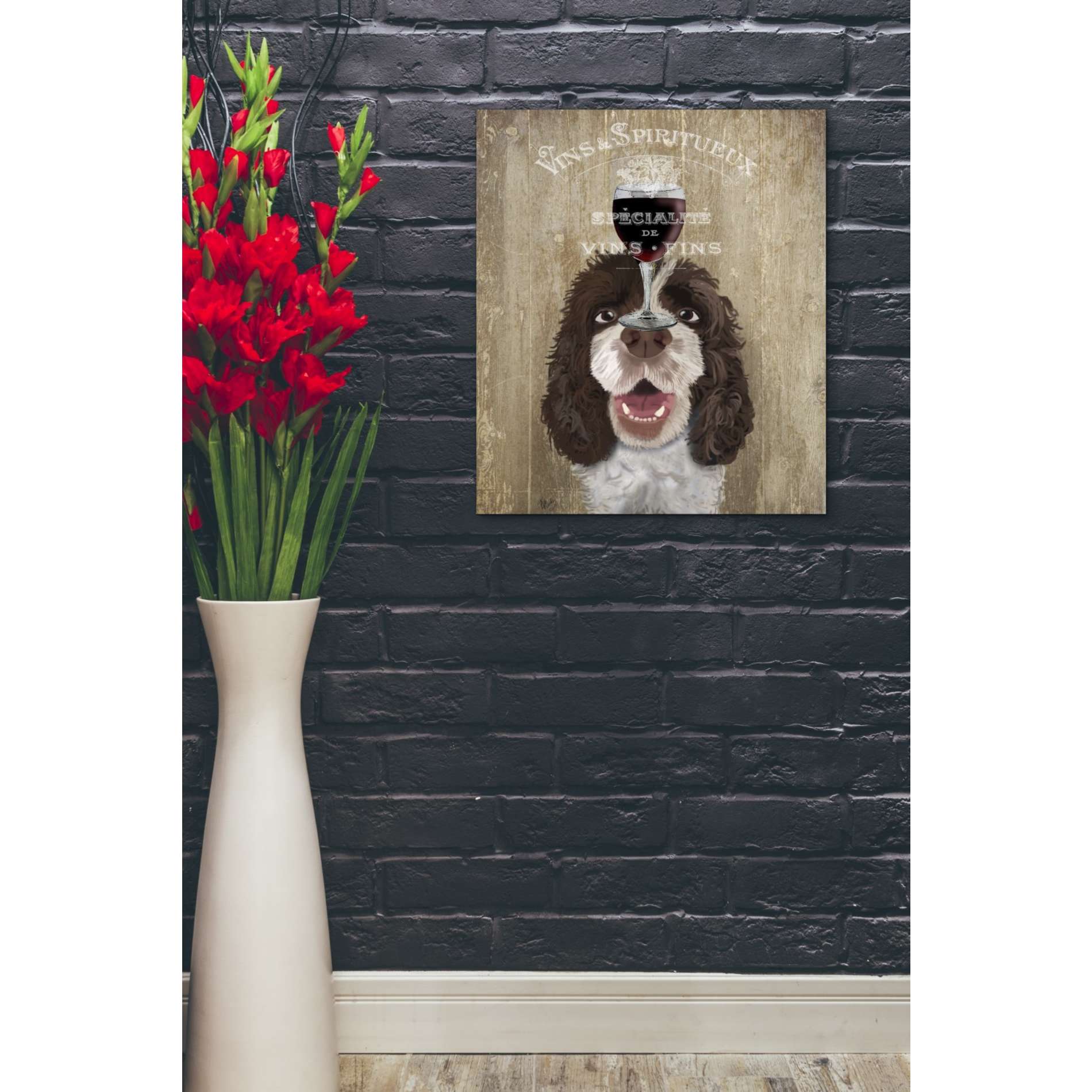 'Dog Au Vin, Springer Spaniel' by Fab Funky, Giclee Canvas Wall Art