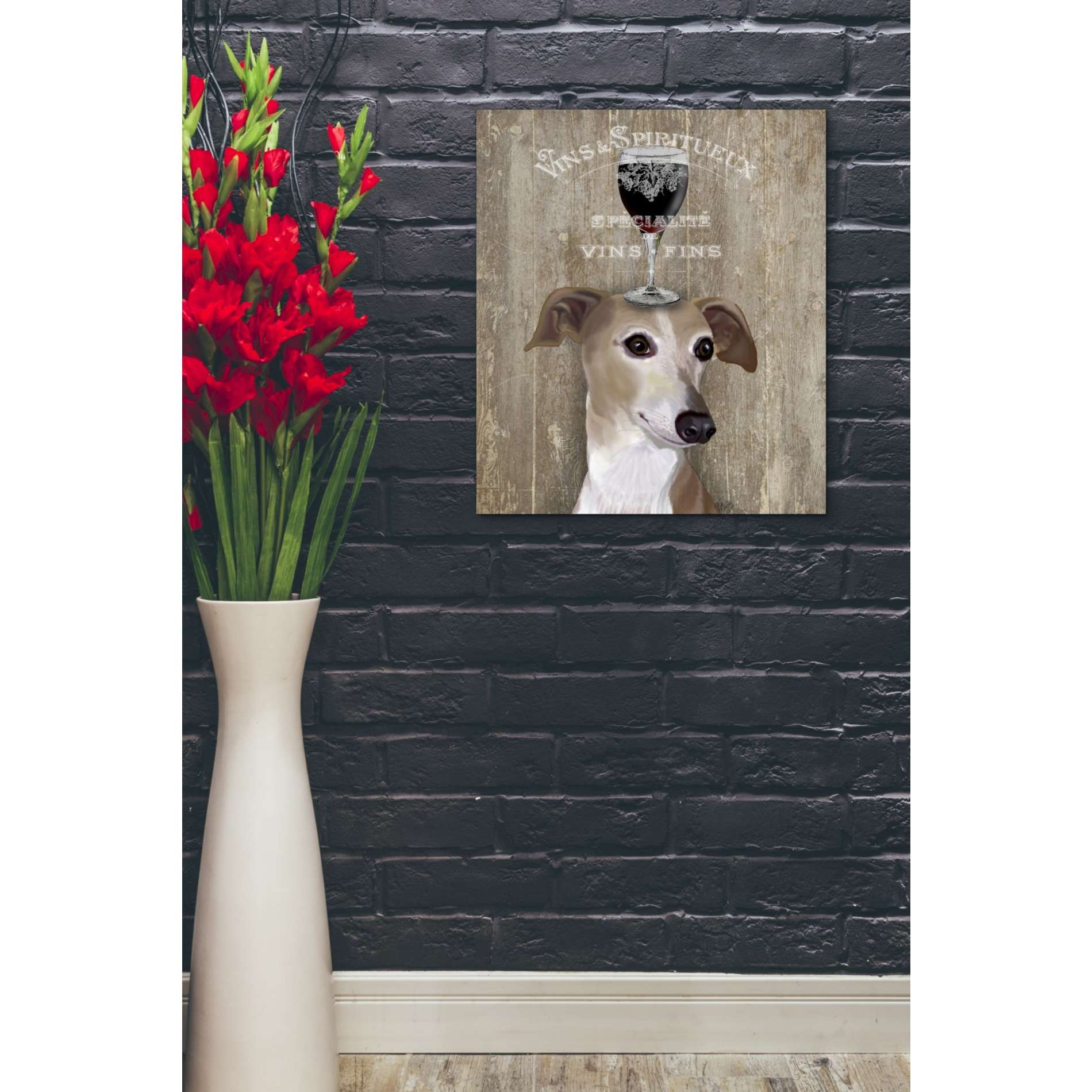 'Dog Au Vin Greyhound' by Fab Funky, Giclee Canvas Wall Art