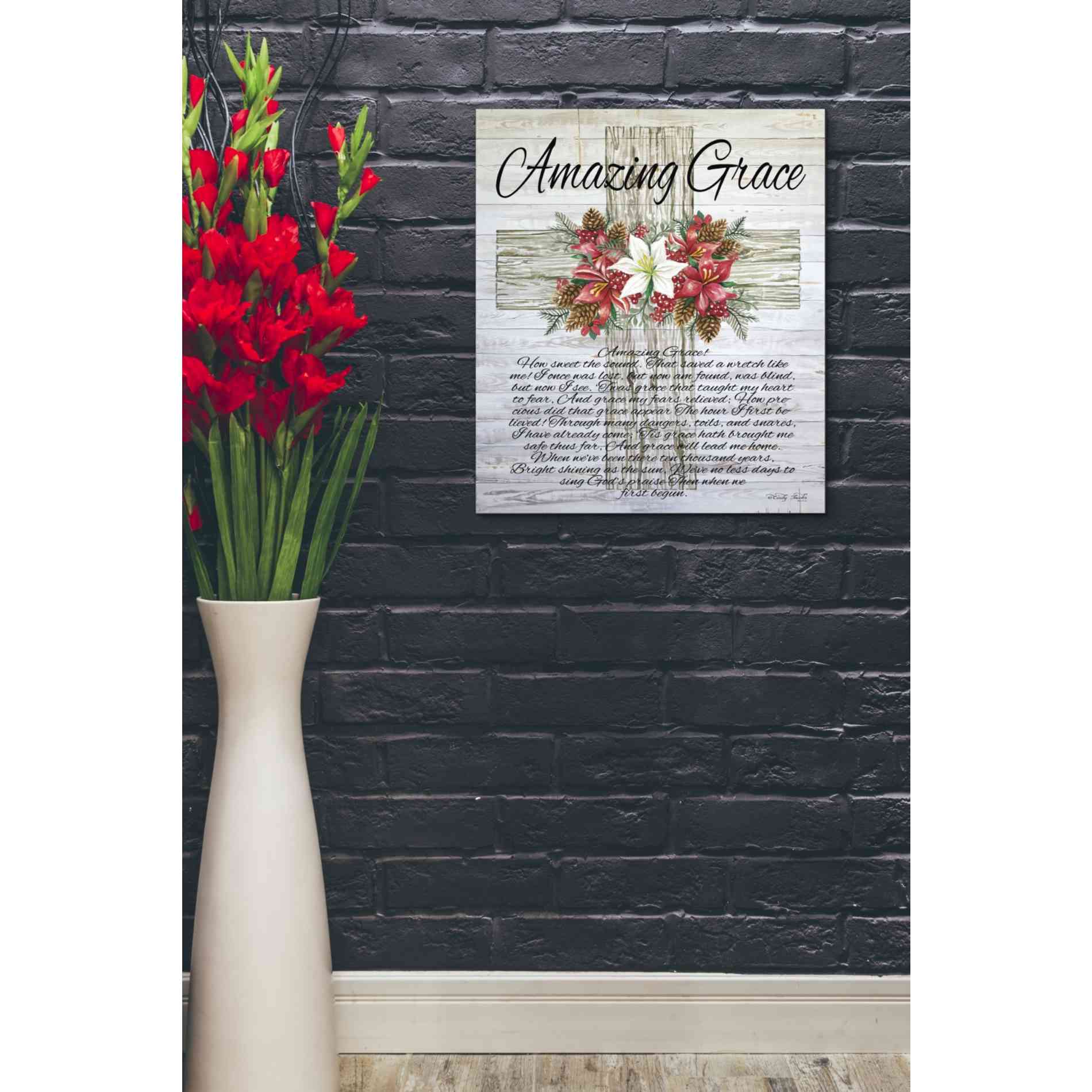 'Amazing Grace Christmas Cross' by Cindy Jacobs, Canvas Wall Art,20 x 24