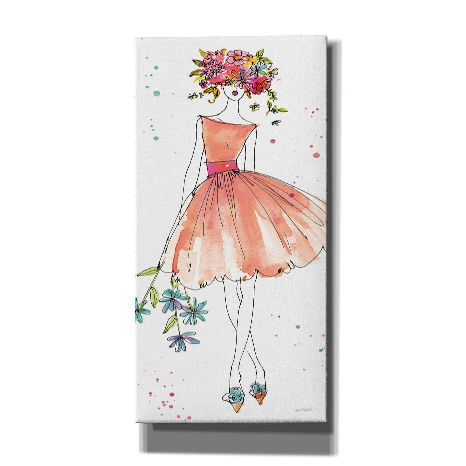 'Floral Figures VIII' by Anne Tavoletti, Canvas Wall Art,20 x 40
