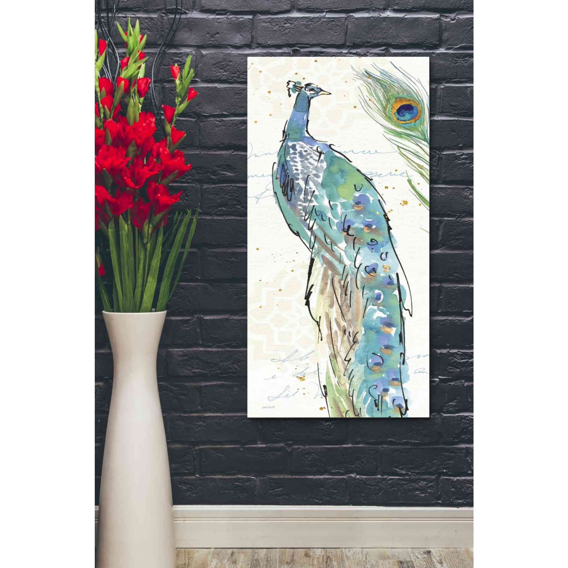'Peacock Garden IV' by Anne Tavoletti, Canvas Wall Art,20 x 40