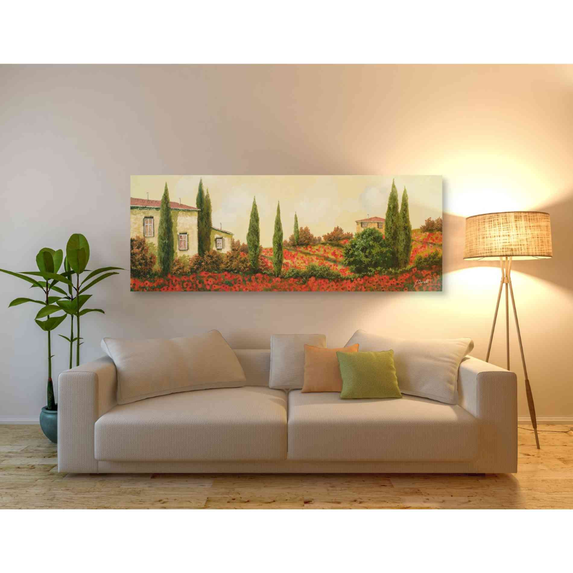 'Tre Case Tra I Papaveri' by Guido Borelli, Giclee Canvas Wall Art