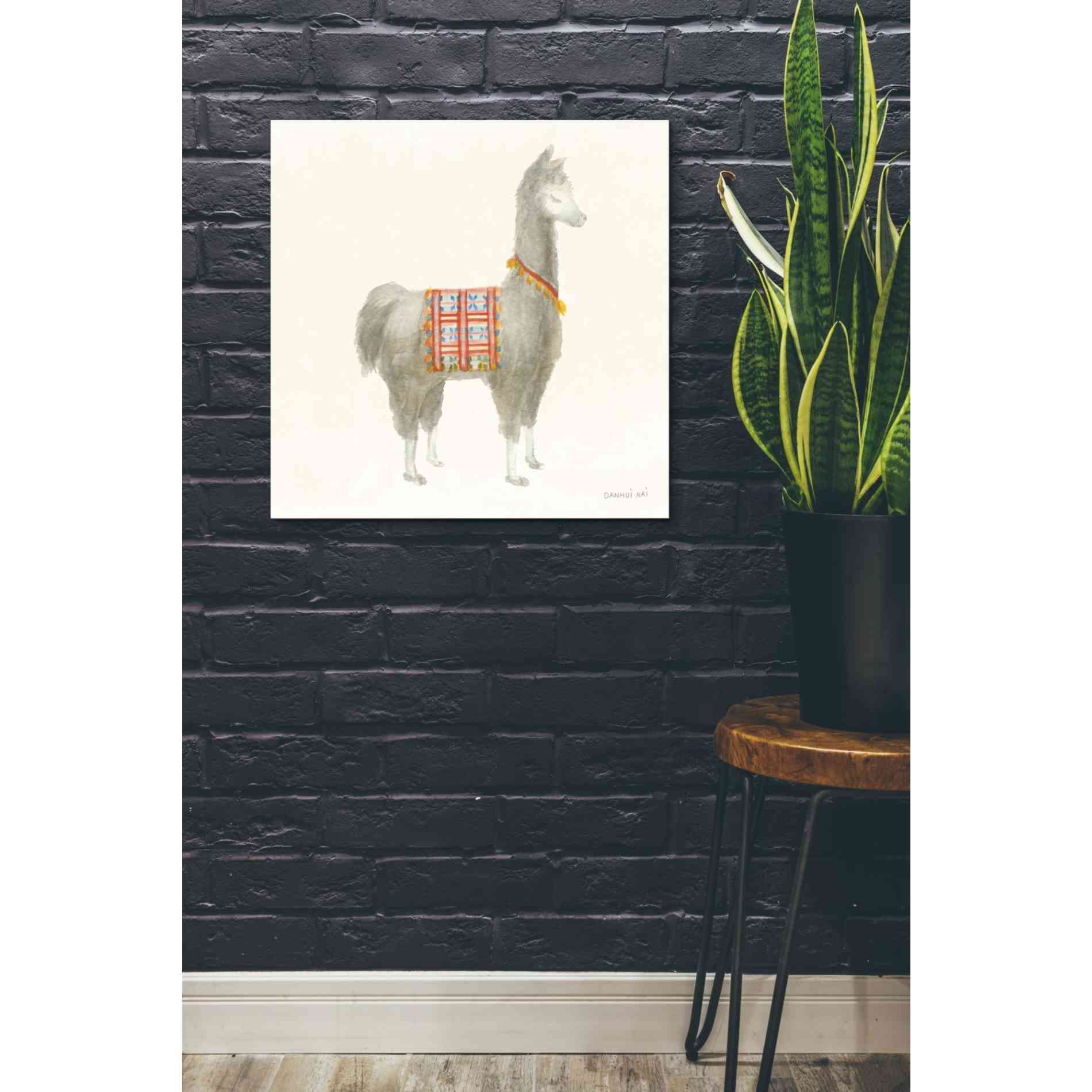 'Festive Llama I' by Danhui Nai, Canvas Wall Art,26 x 26