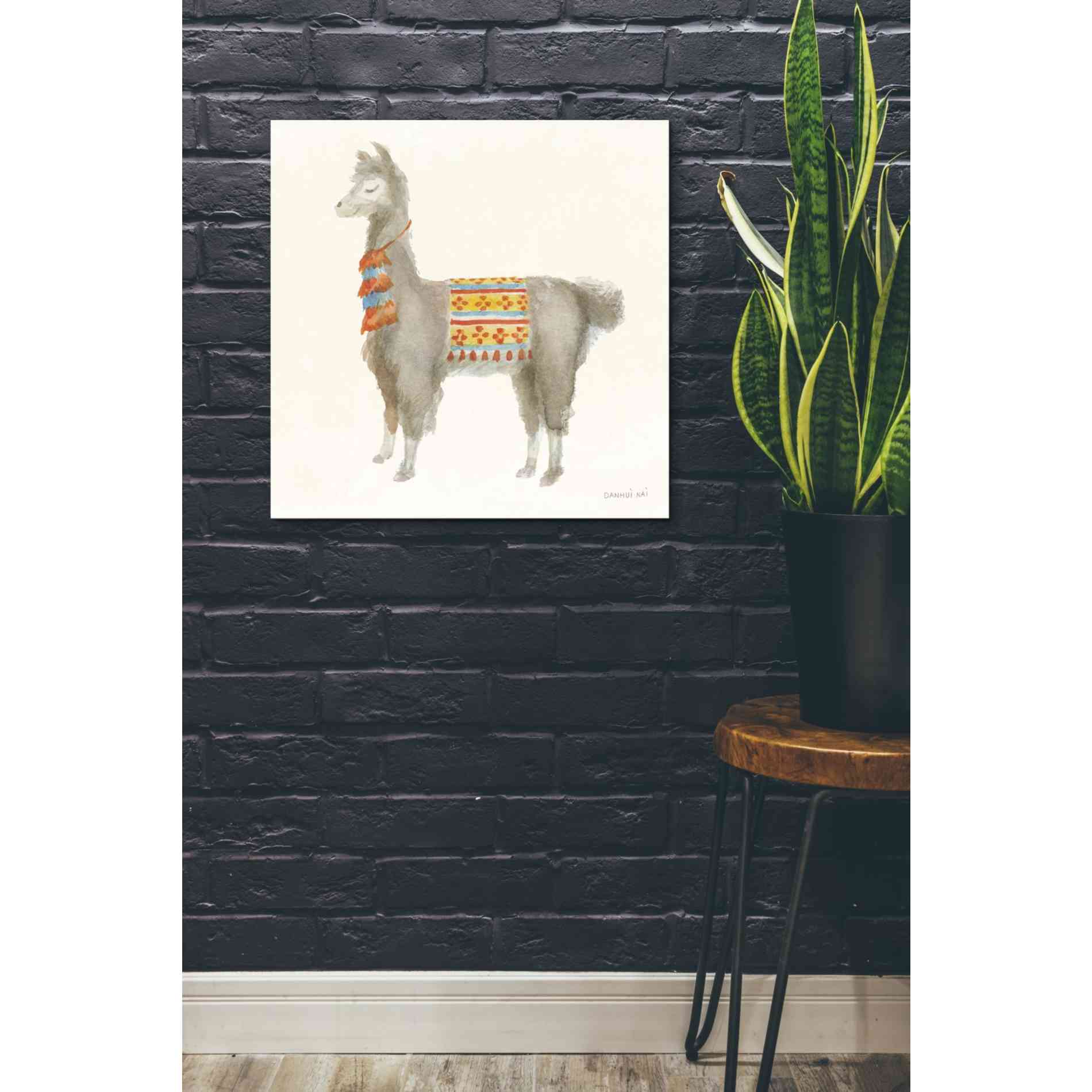 'Festive Llama II' by Danhui Nai, Canvas Wall Art,26 x 26