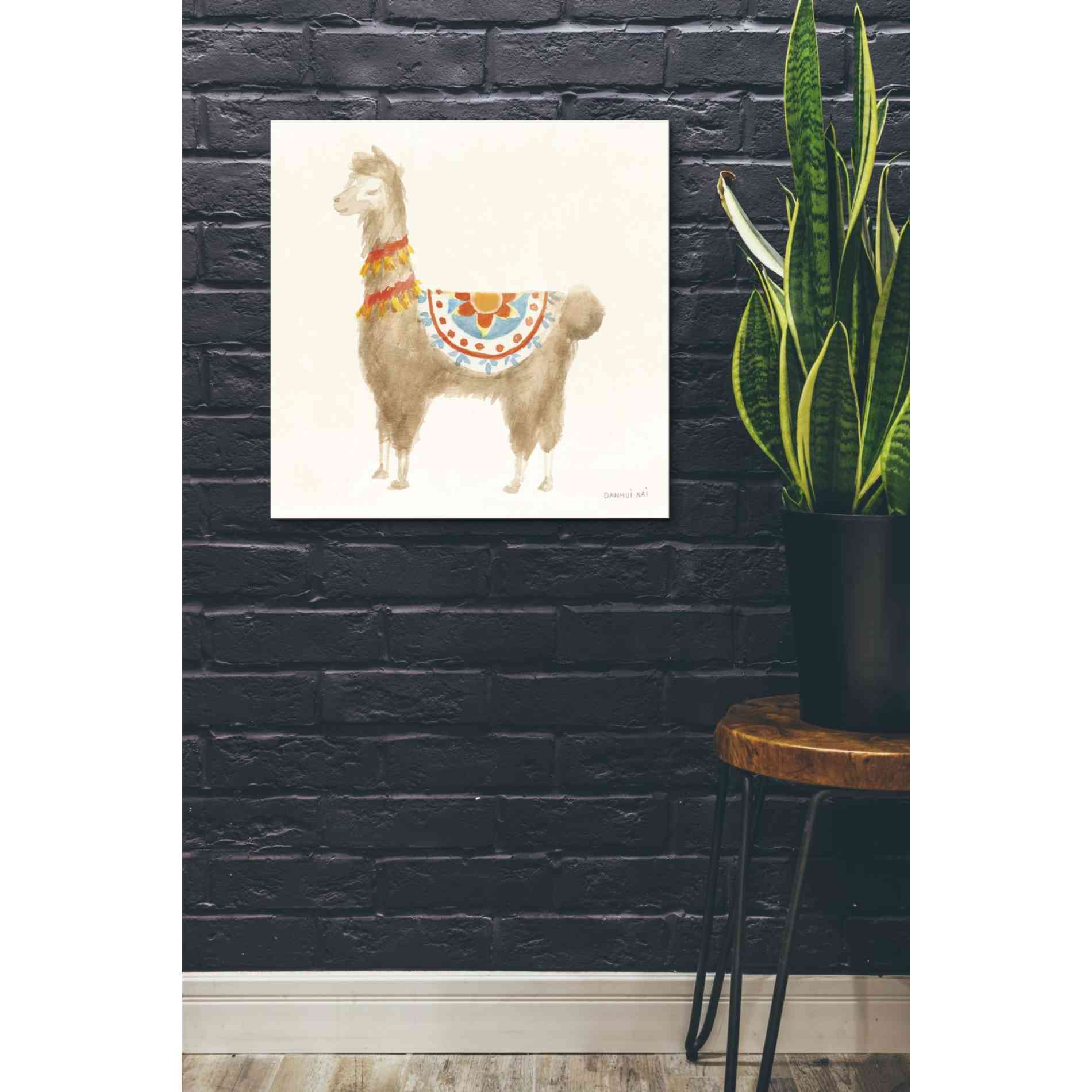 'Festive Llama IV' by Danhui Nai, Canvas Wall Art,26 x 26