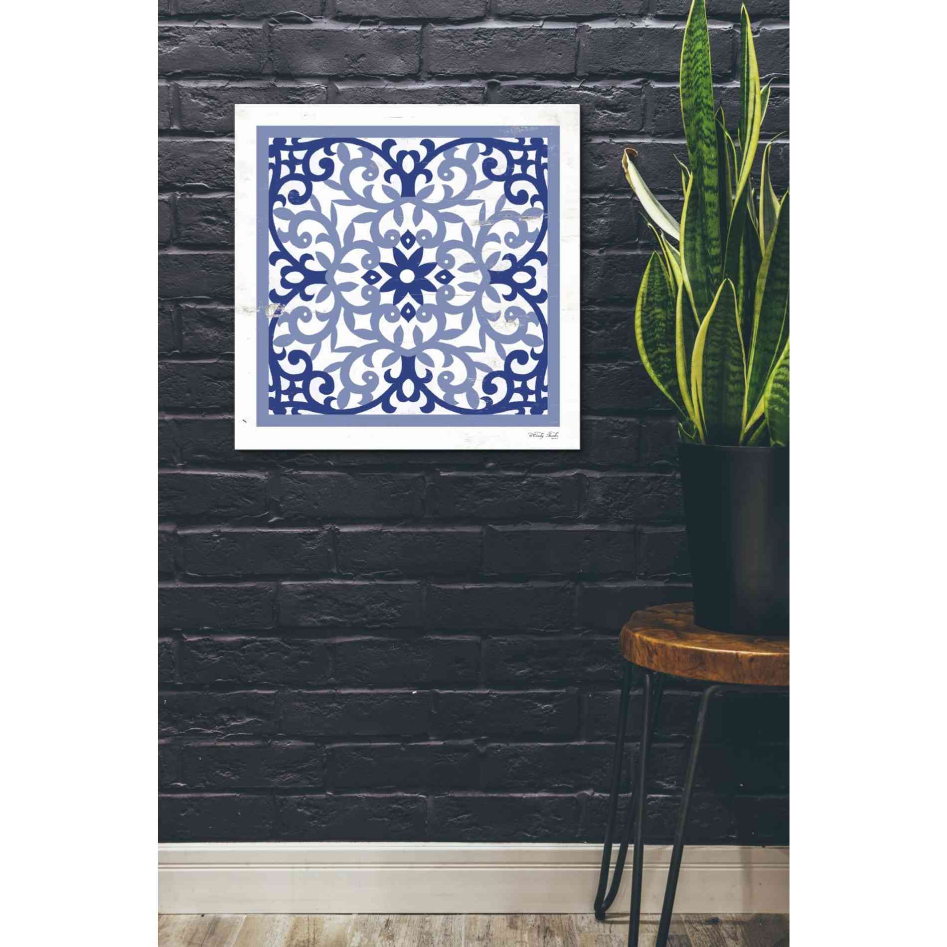 'Blue Tile V' by Cindy Jacobs, Canvas Wall Art,26 x 26