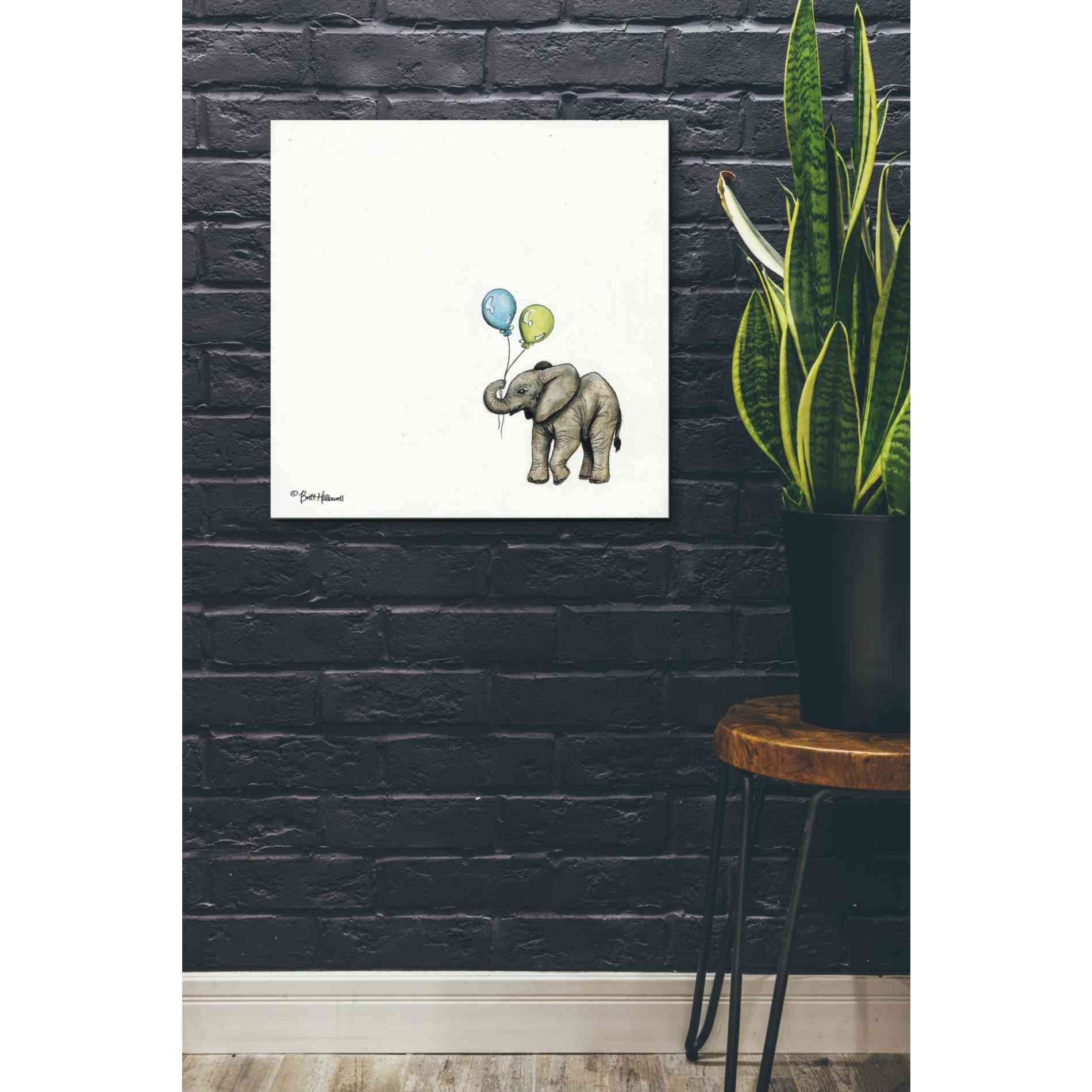'Nursery Elephant' by Britt Hallowell, Canvas Wall Art,26 x 26