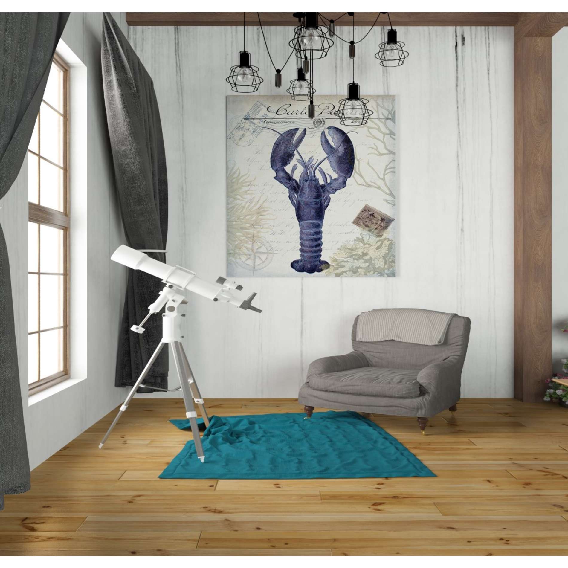 'Seaside Postcard Cream d,' by Fab Funky, Giclee Canvas Wall Art