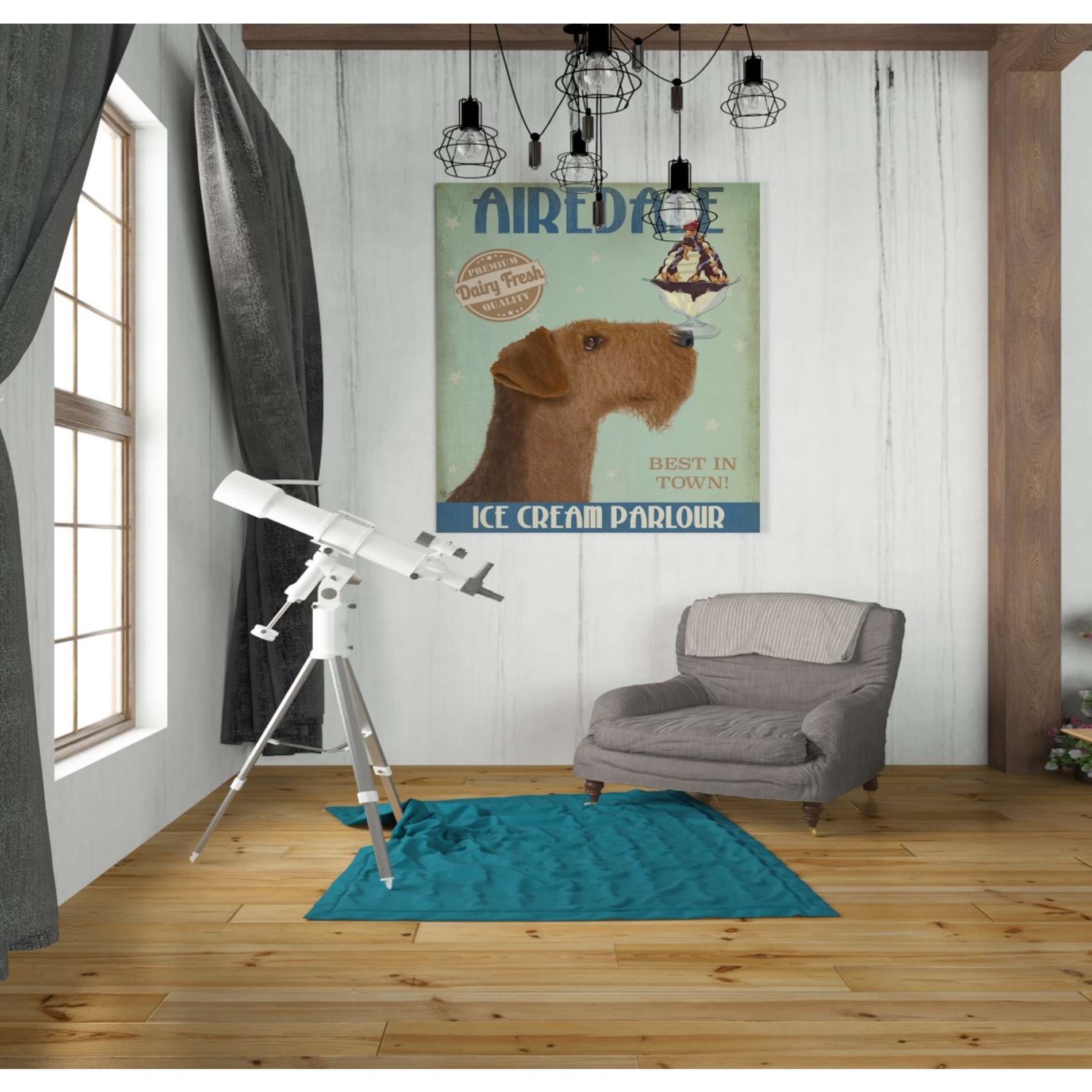 'Airedale Ice Cream,' by Fab Funky, Giclee Canvas Wall Art