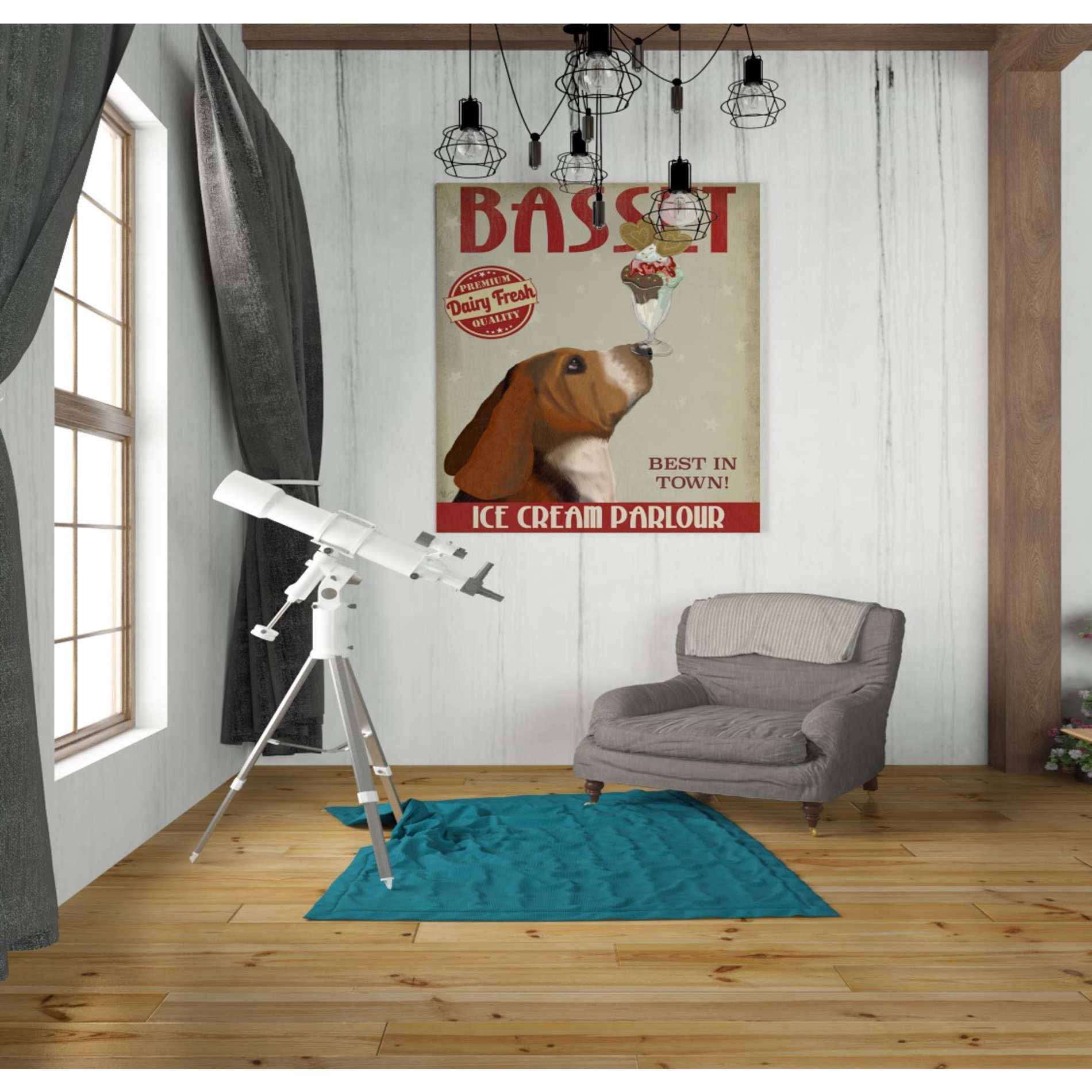 'Basset Hound Ice Cream,' by Fab Funky, Giclee Canvas Wall Art