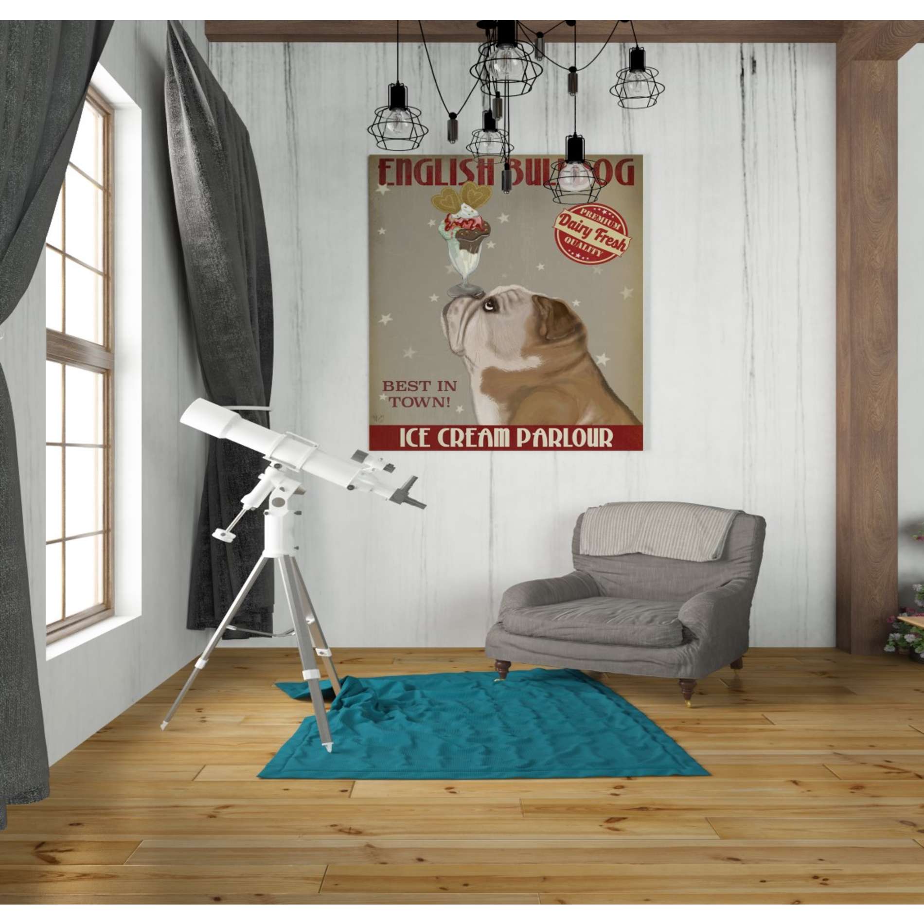 'English Bulldog Ice Cream,' by Fab Funky, Giclee Canvas Wall Art