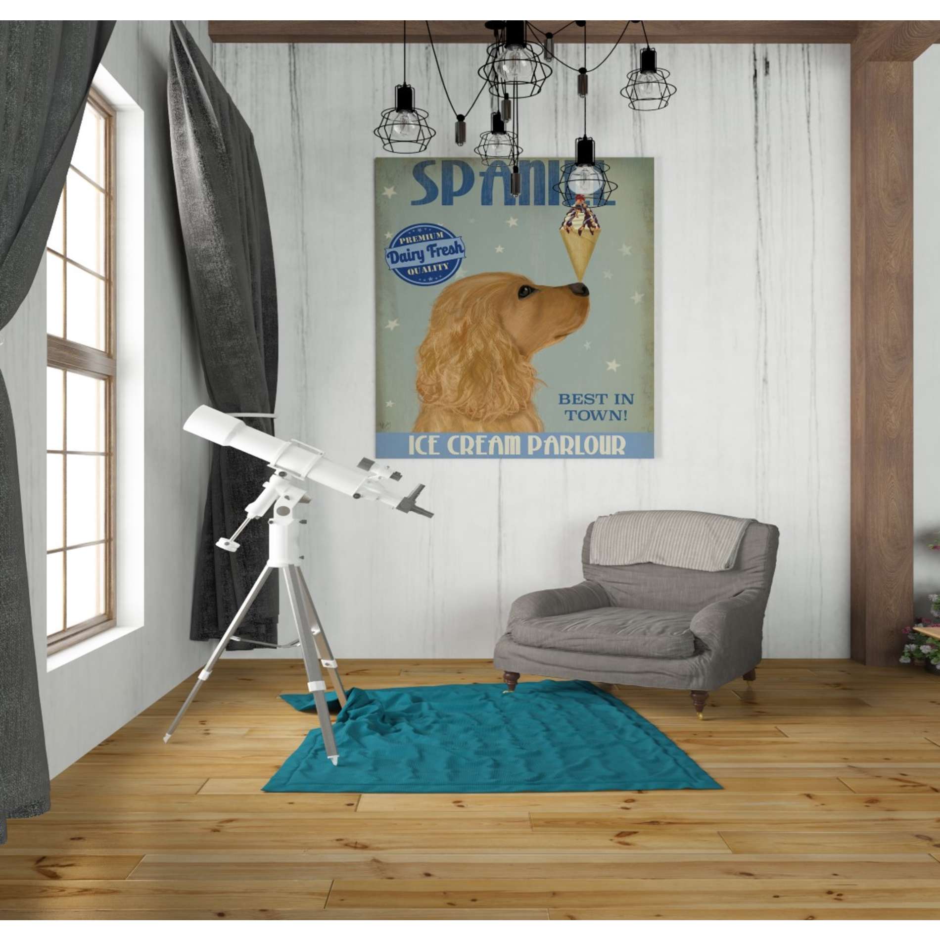 'Cocker Spaniel, Golden, Ice Cream,' by Fab Funky, Giclee Canvas Wall Art