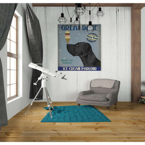 'Great Dane, Black, Ice Cream,' by Fab Funky, Giclee Canvas Wall Art