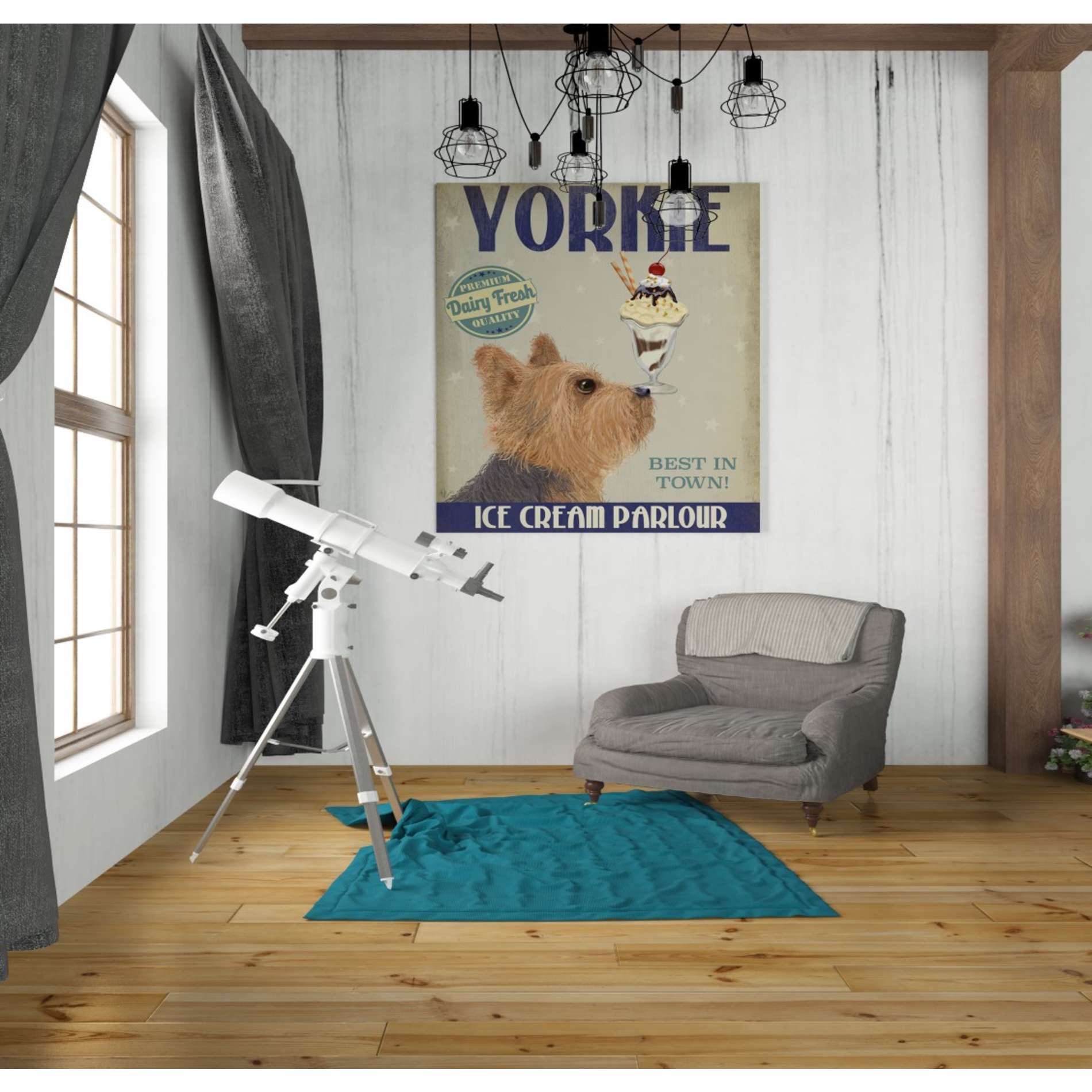 'Yorkshire Terrier Ice Cream,' by Fab Funky, Giclee Canvas Wall Art