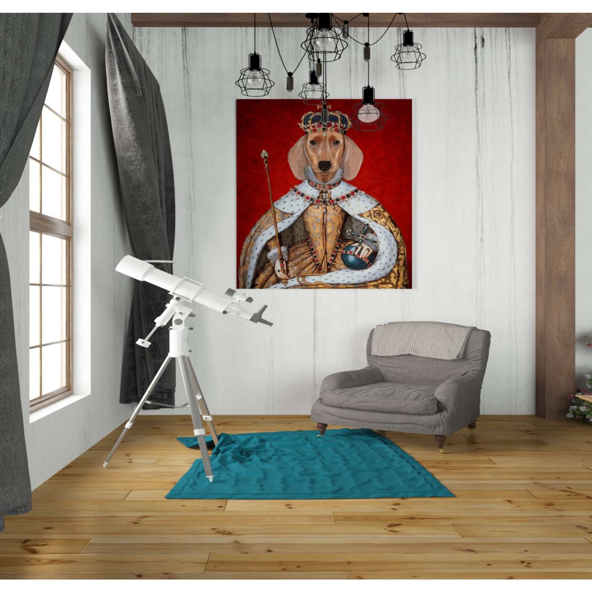 'Dachshund Queen' by Fab Funky, Giclee Canvas Wall Art