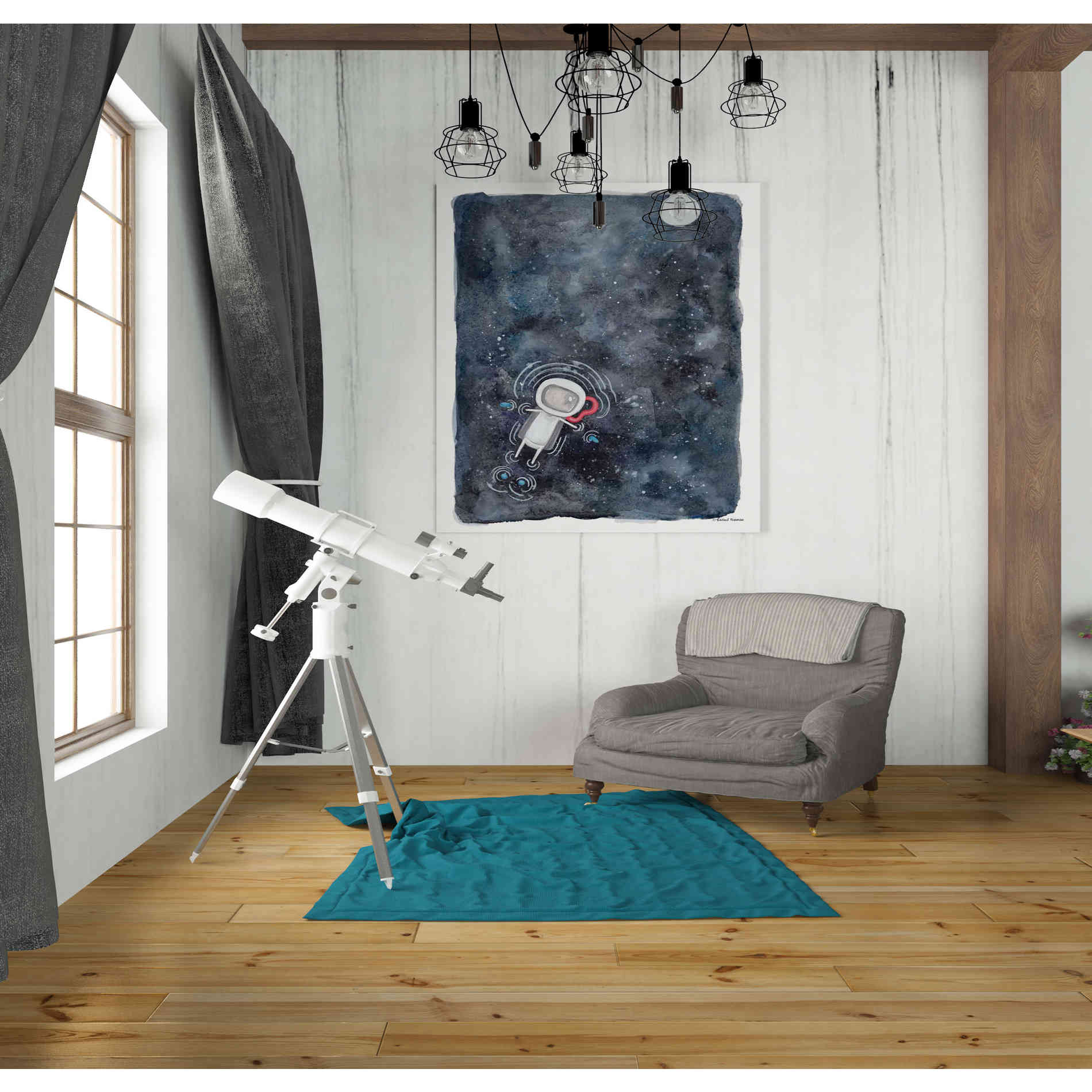'Swim in Space' by Rachel Nieman, Canvas Wall Art,26 x 30