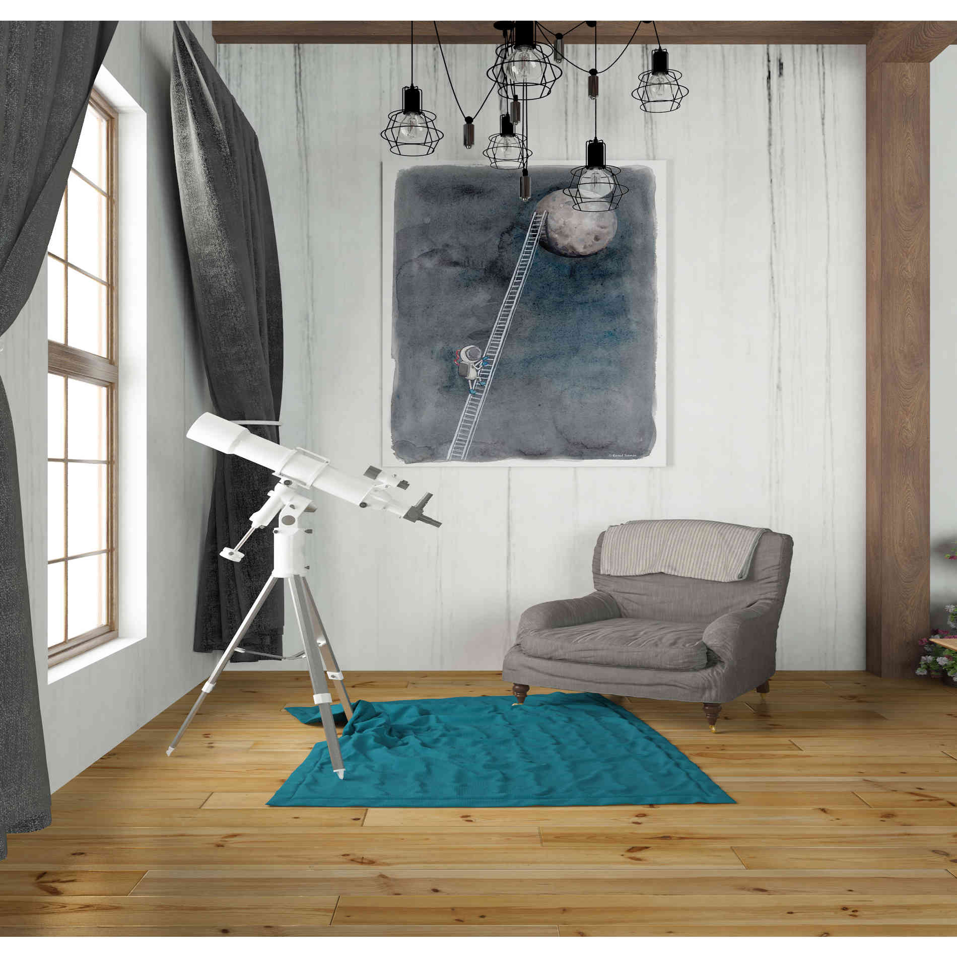 'Ladder to the Moon' by Rachel Nieman, Canvas Wall Art,26 x 30