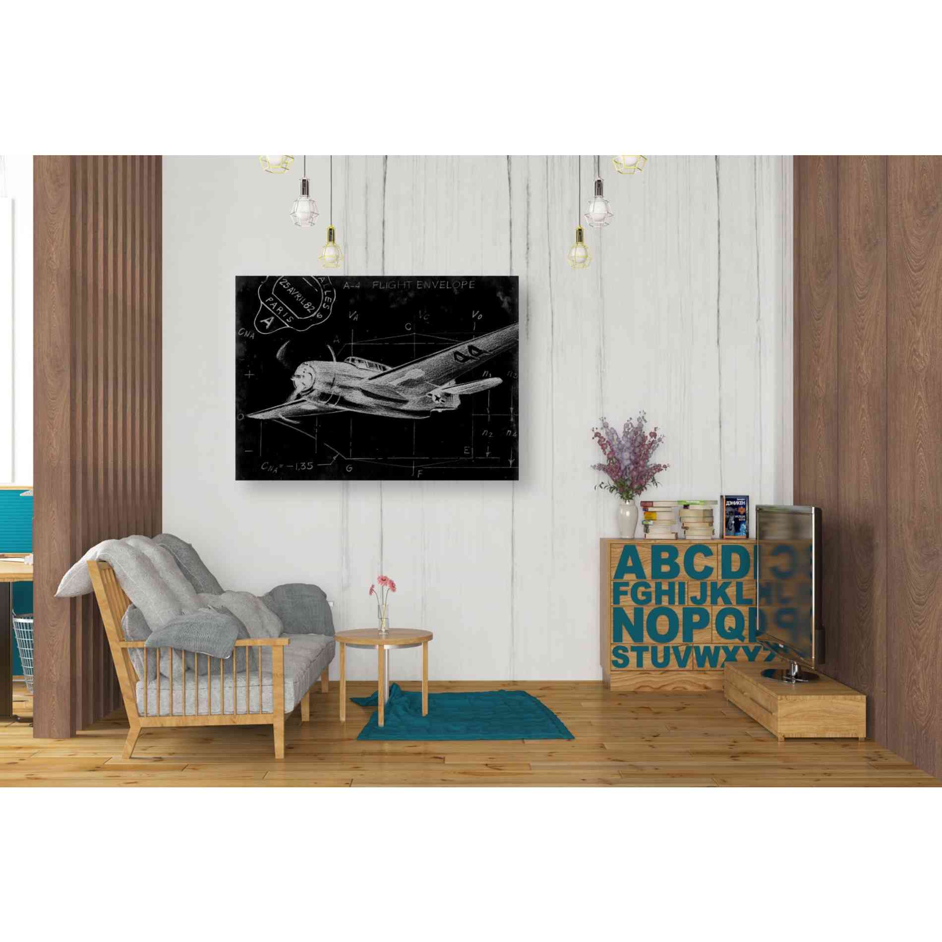 'Flight Schematic II' by Ethan Harper Canvas Wall Art,34 x 26