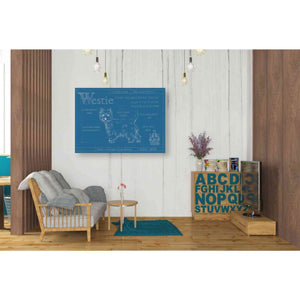 'Blueprint Westie' by Ethan Harper Canvas Wall Art,34 x 26