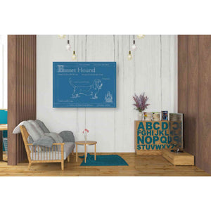 'Blueprint Basset Hound' by Ethan Harper Canvas Wall Art,34 x 26