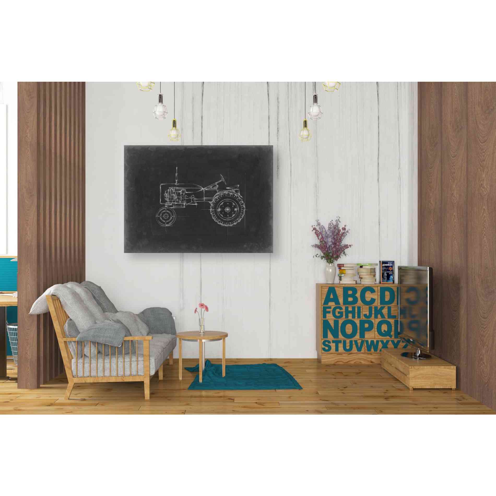 'Tractor Blueprint III' by Ethan Harper Canvas Wall Art,34 x 26