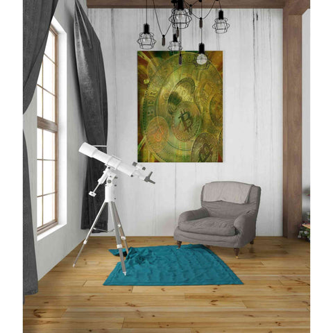Image of 'Grunge Bitcoin' by Steve Hunziker, Canvas Wall Art,26 x 34